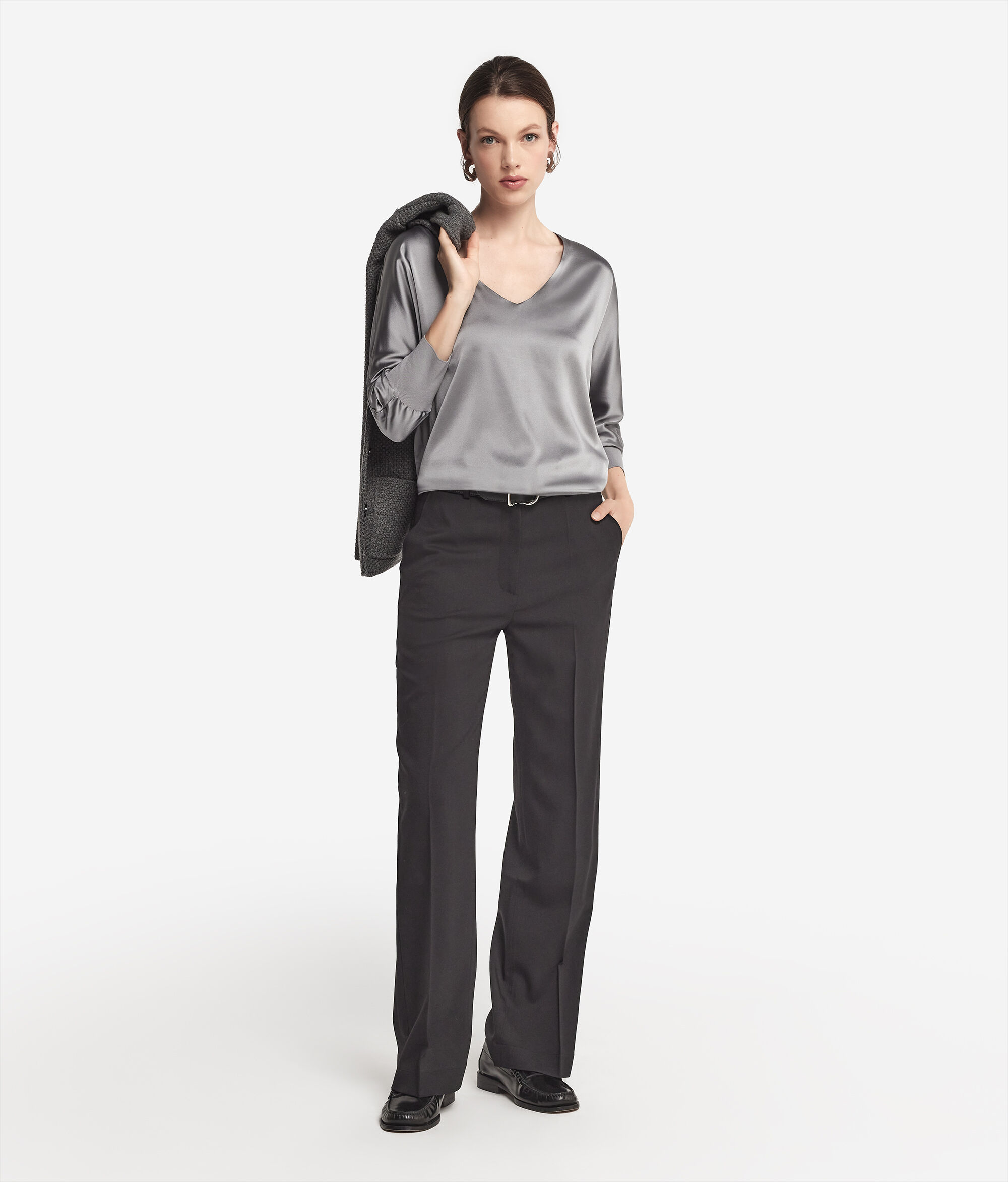 V-Neck Silk Blouse