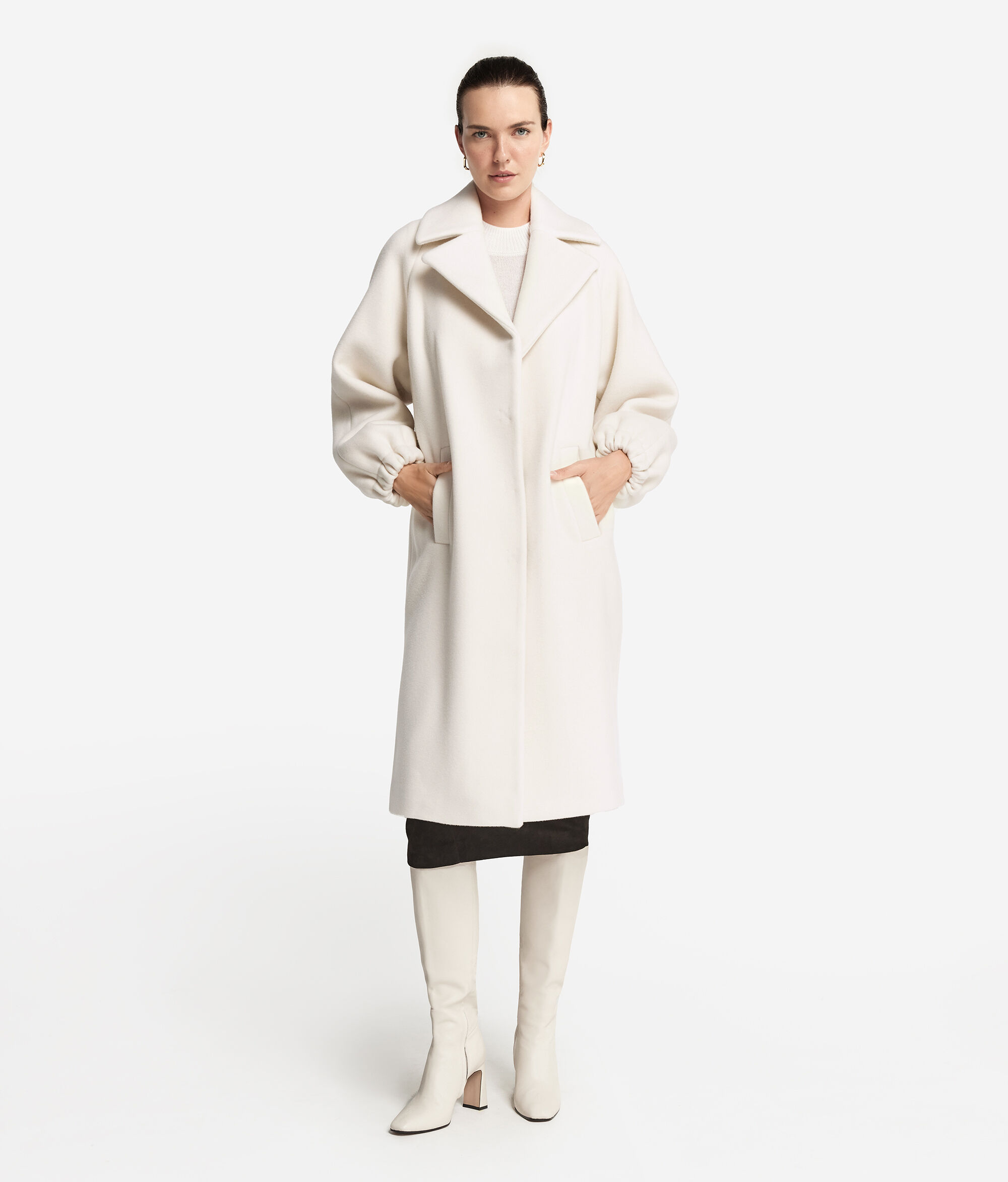 Cashmere Coat with Gathered Sleeves