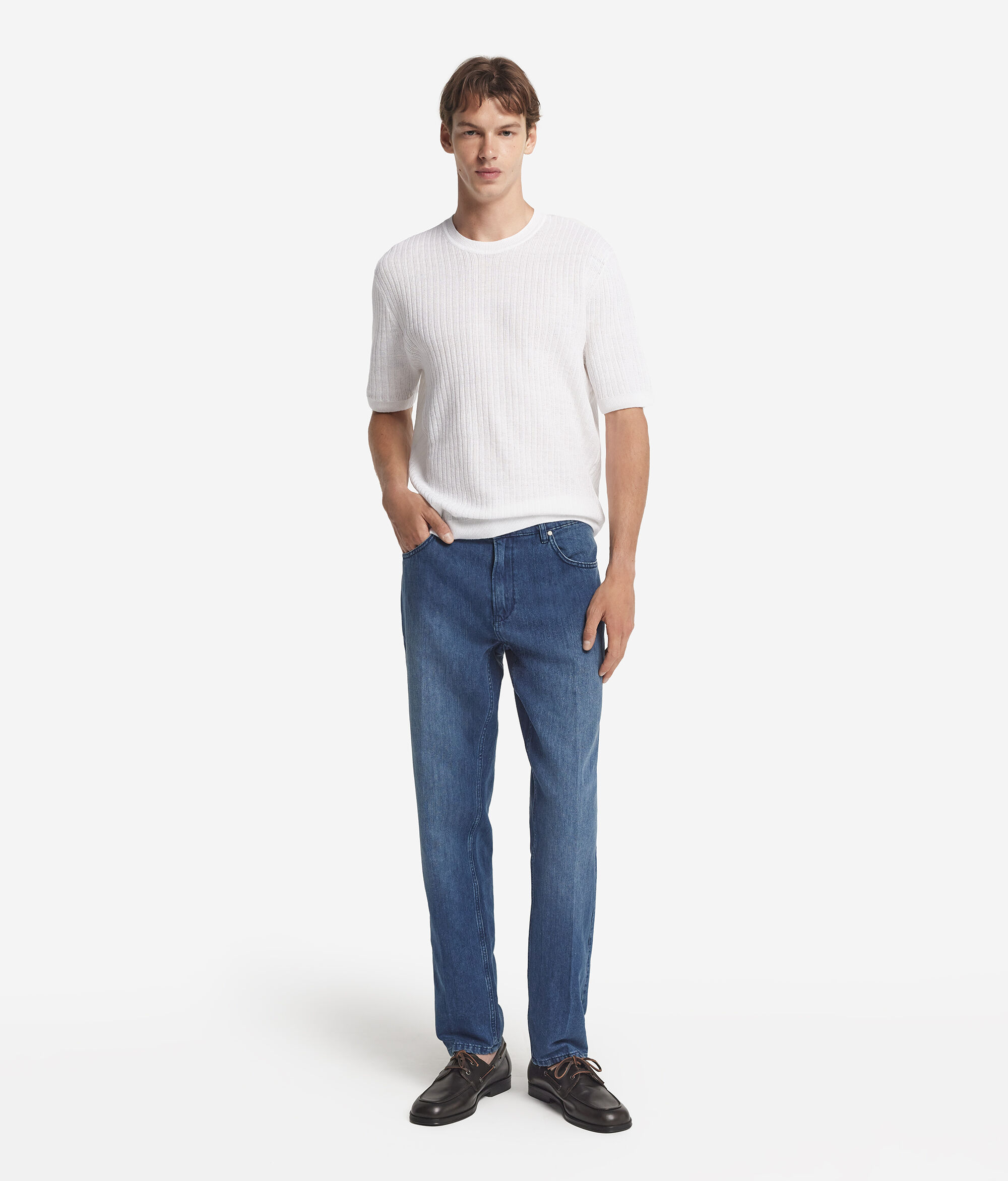 Short-Sleeved Narrow-Ribbed T-Shirt
