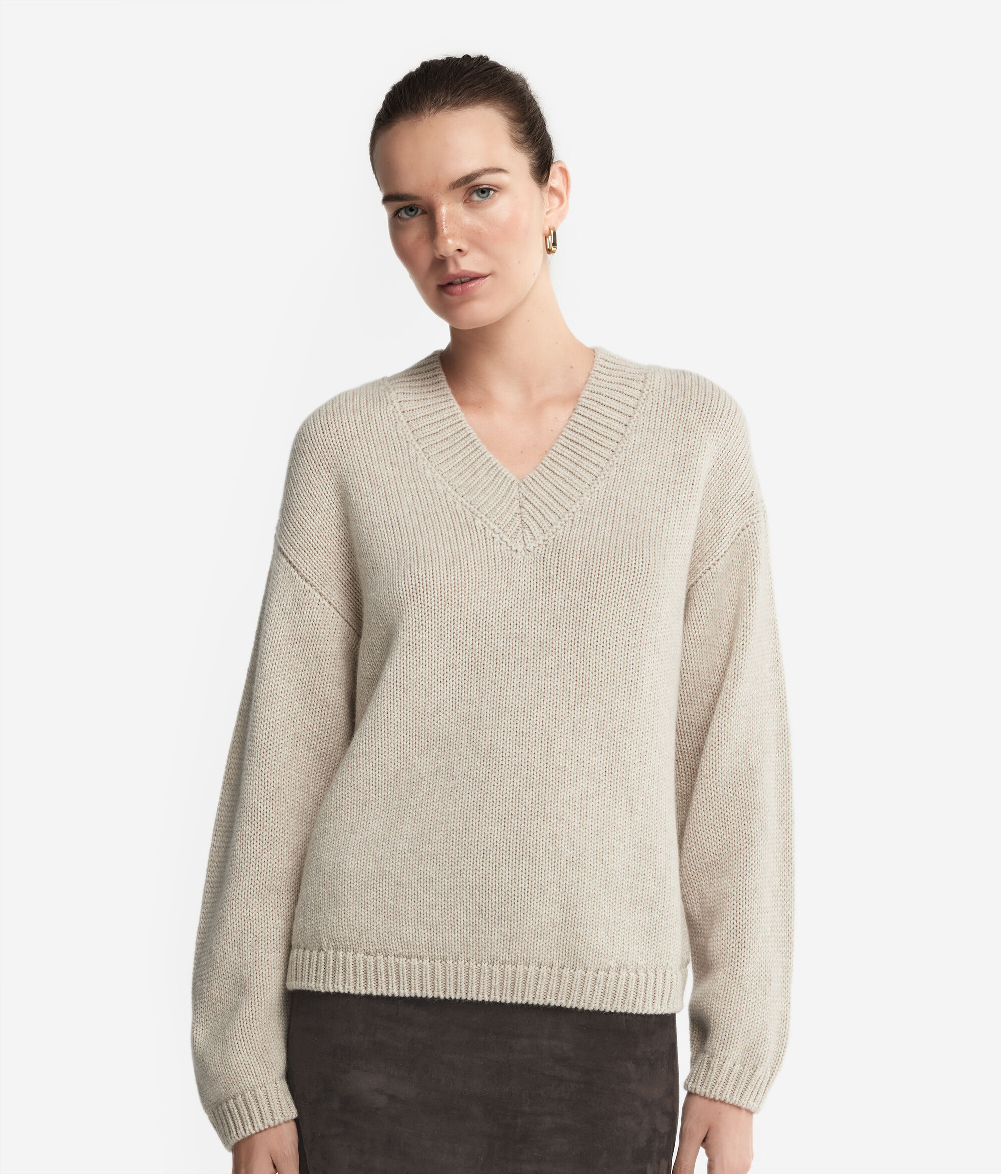 Tricot-Pullover mit V-Ausschnitt aus Kaschmir Ultrasoft