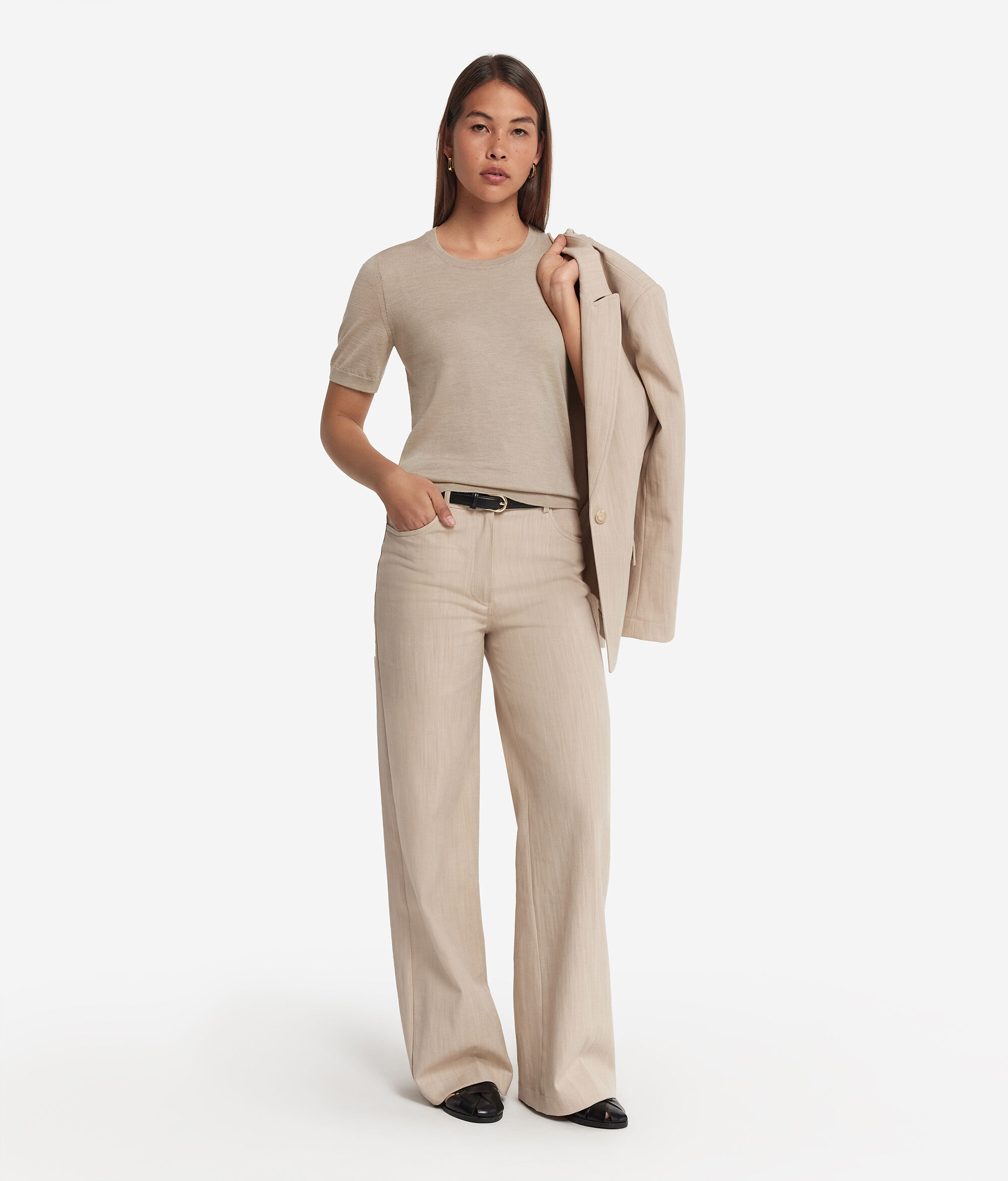 Short-Sleeved Round-Neck Ultrafine Cashmere Top