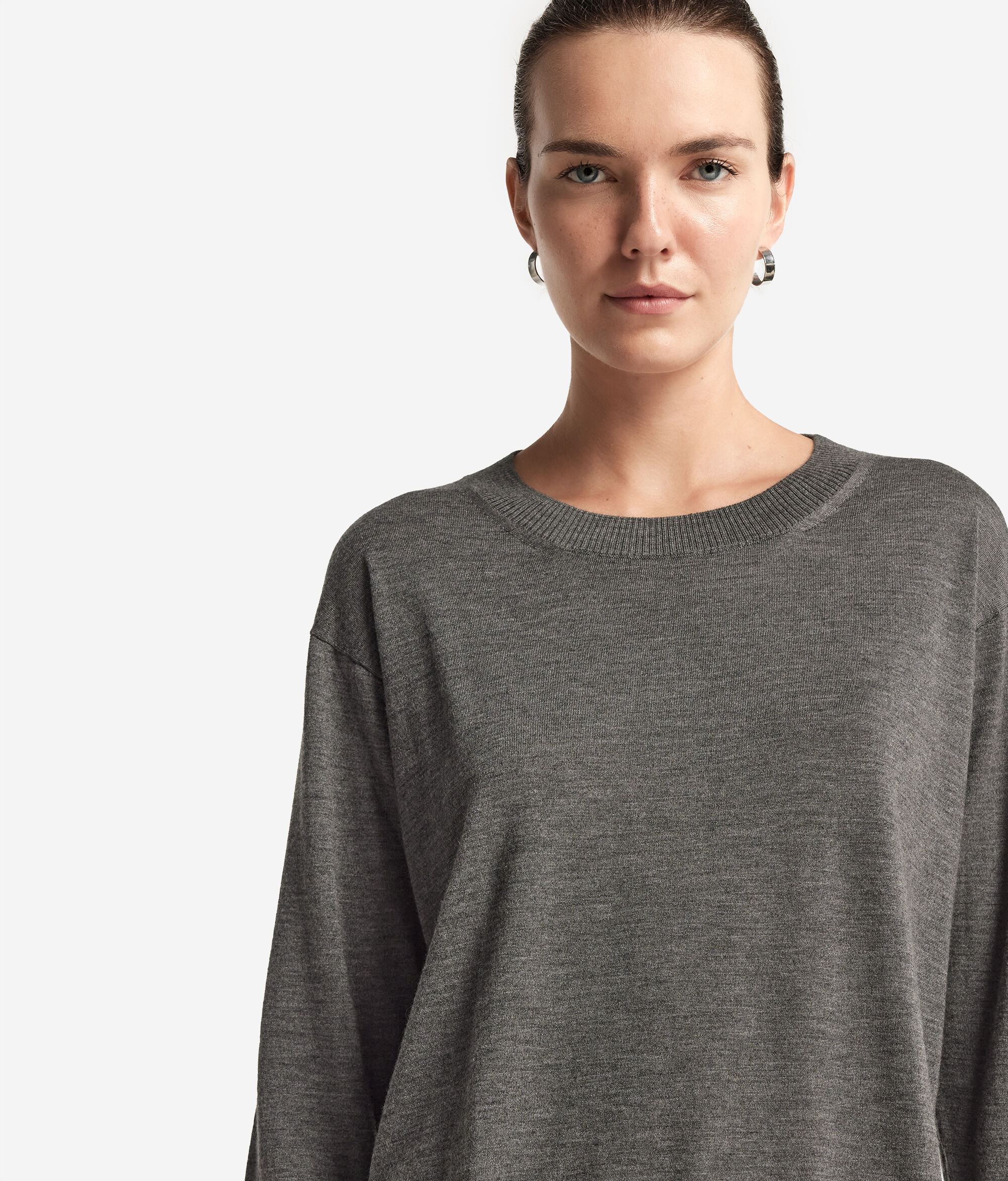 Round-Neck Cashmere Jumper with Slits