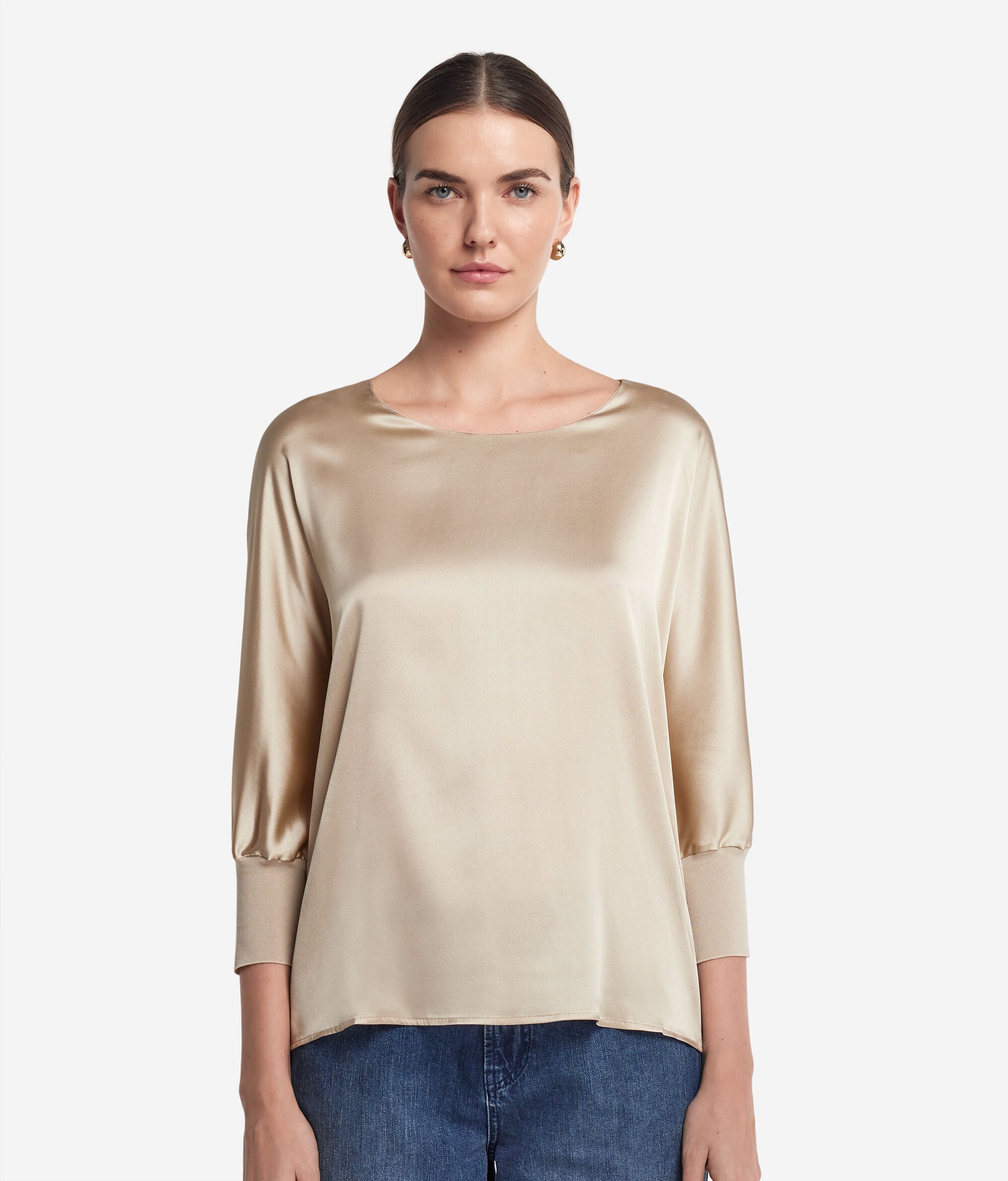 Round-Neck Silk Satin Jumper