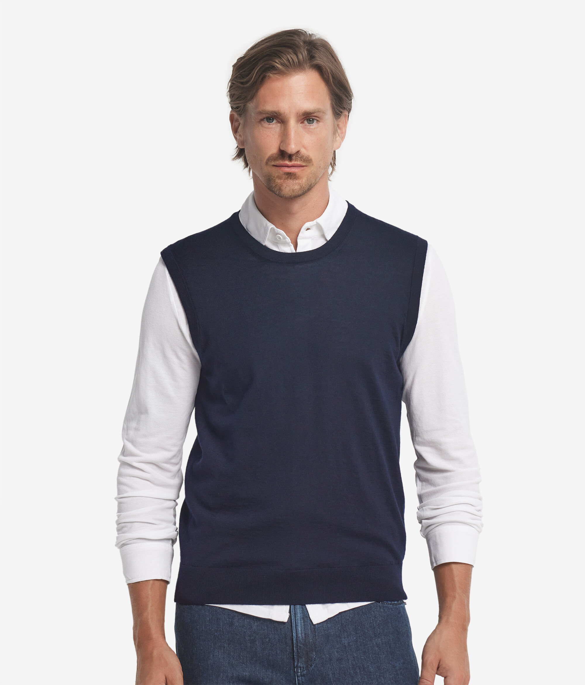 Pull sans manches à col rond en cachemire ultra-fin