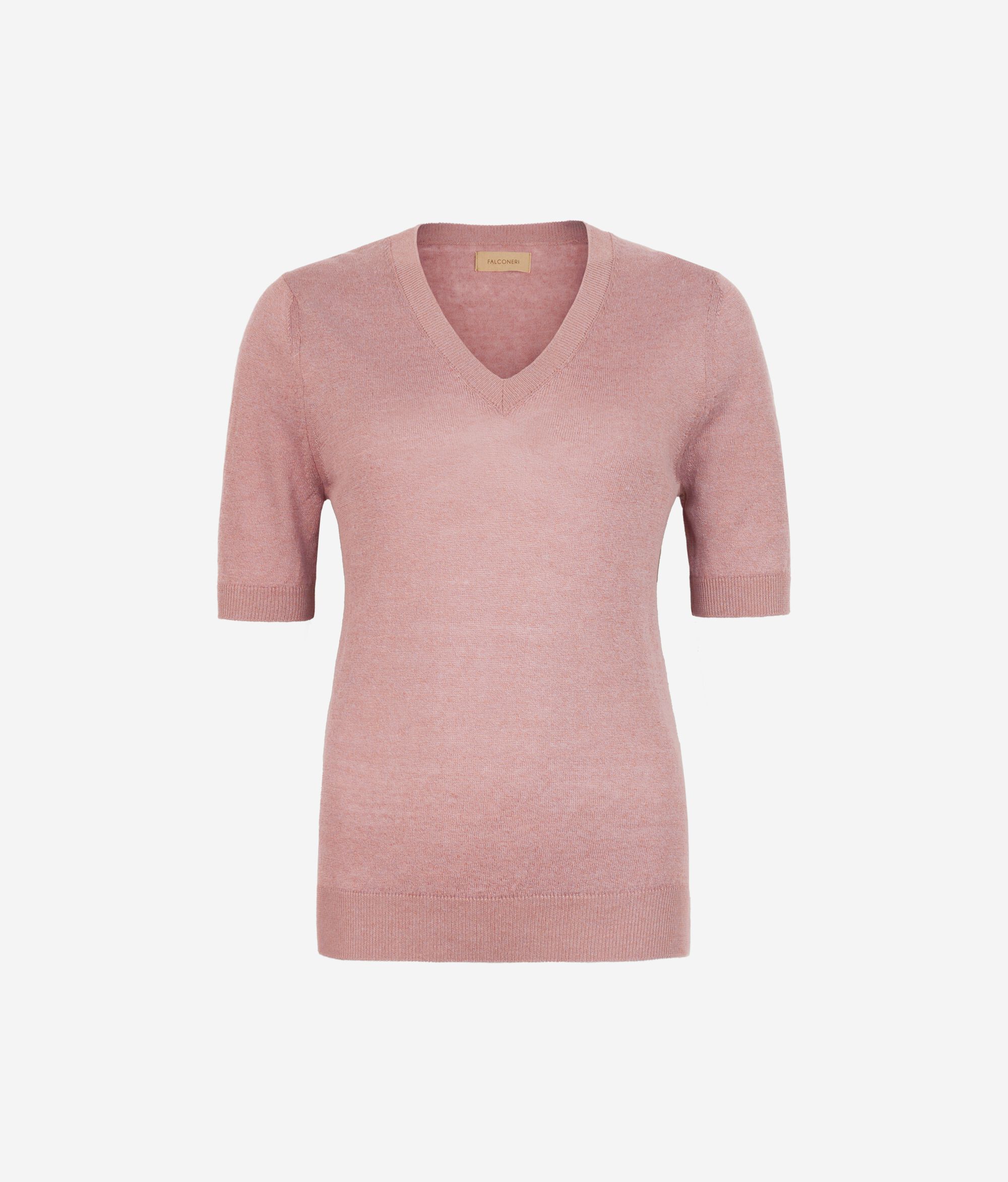 Pamuklu Keten V Yaka T-shirt