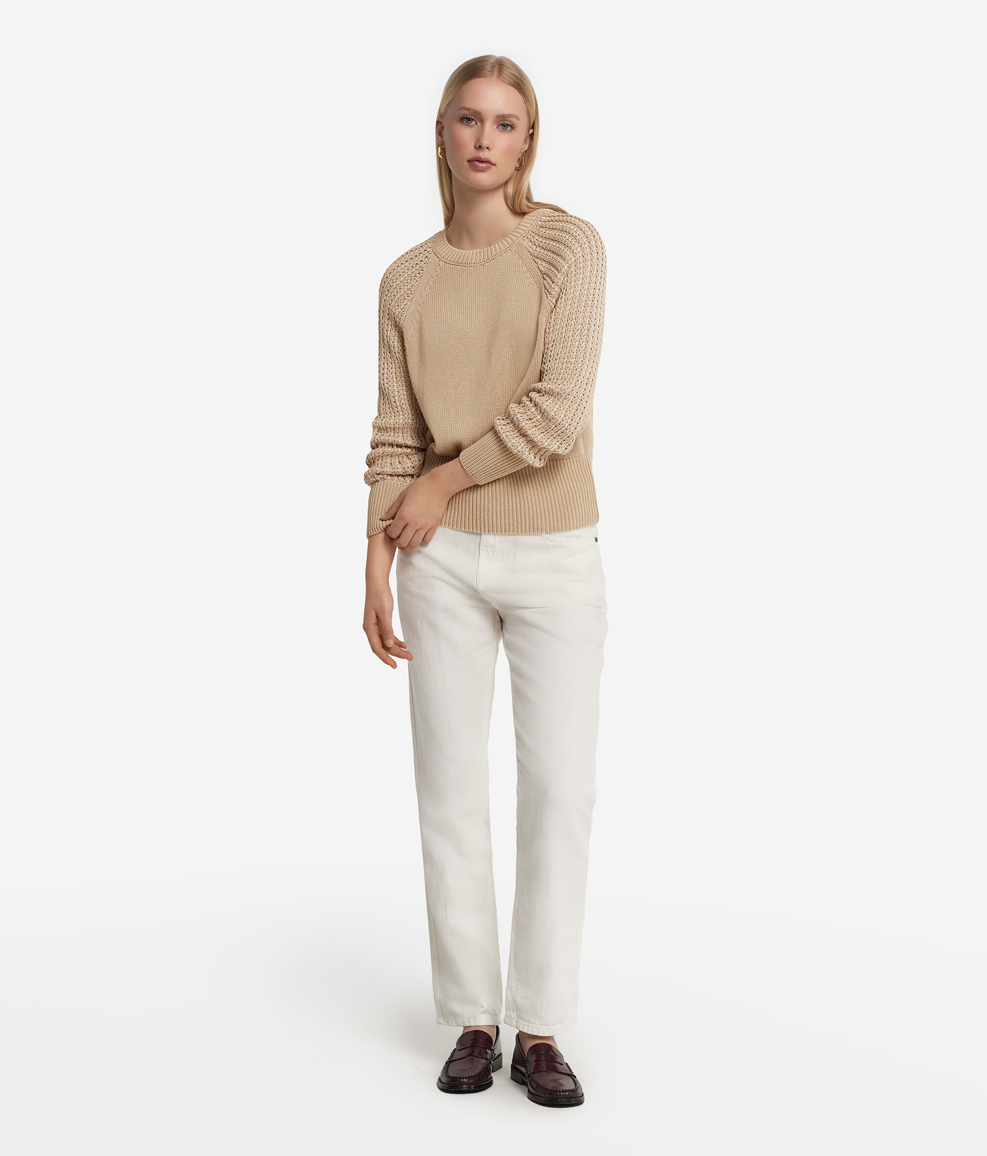 Round-Neck Jumper with Detailed Sleeves