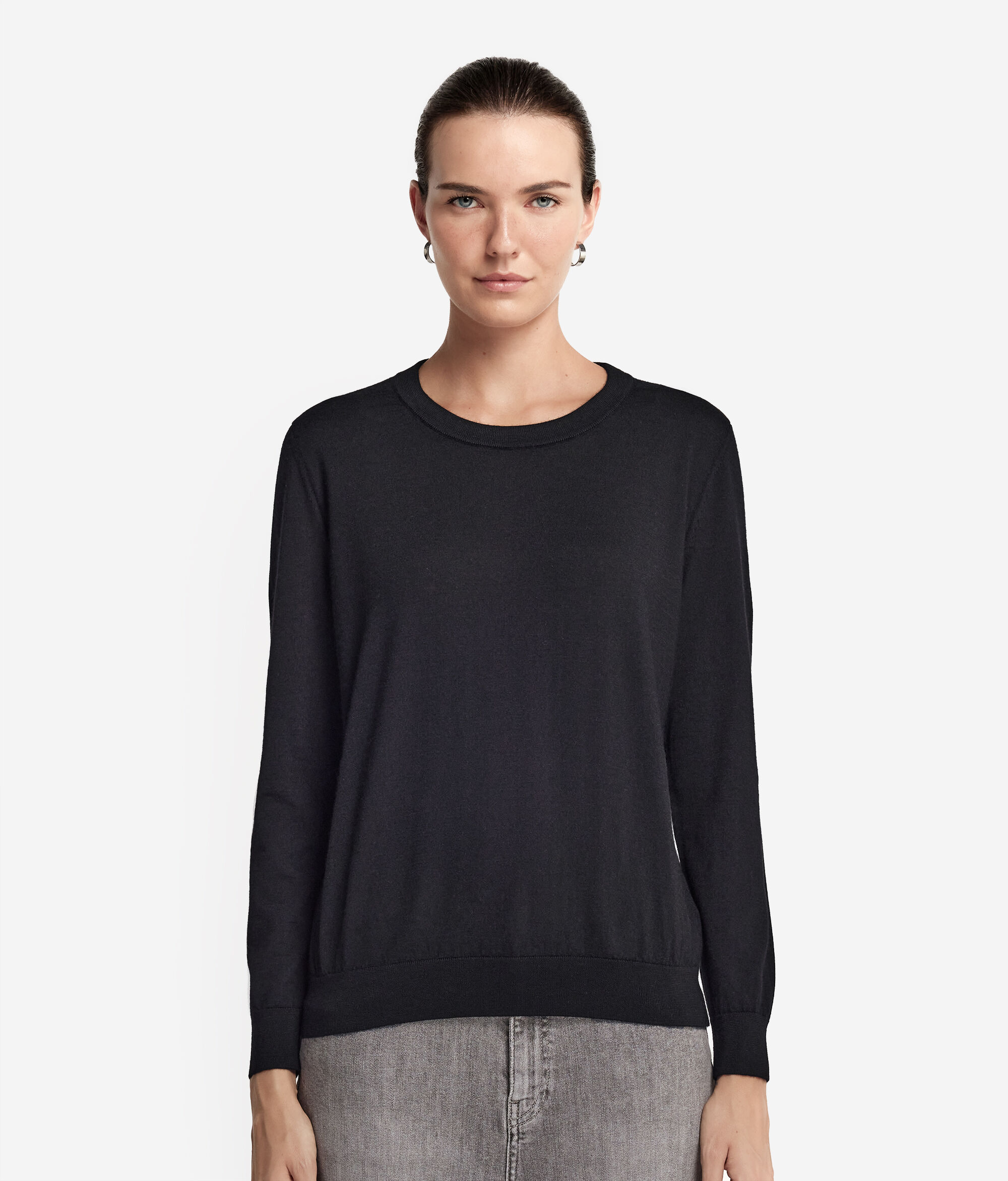 Jersey con cuello redondo de cashmere ultrafine