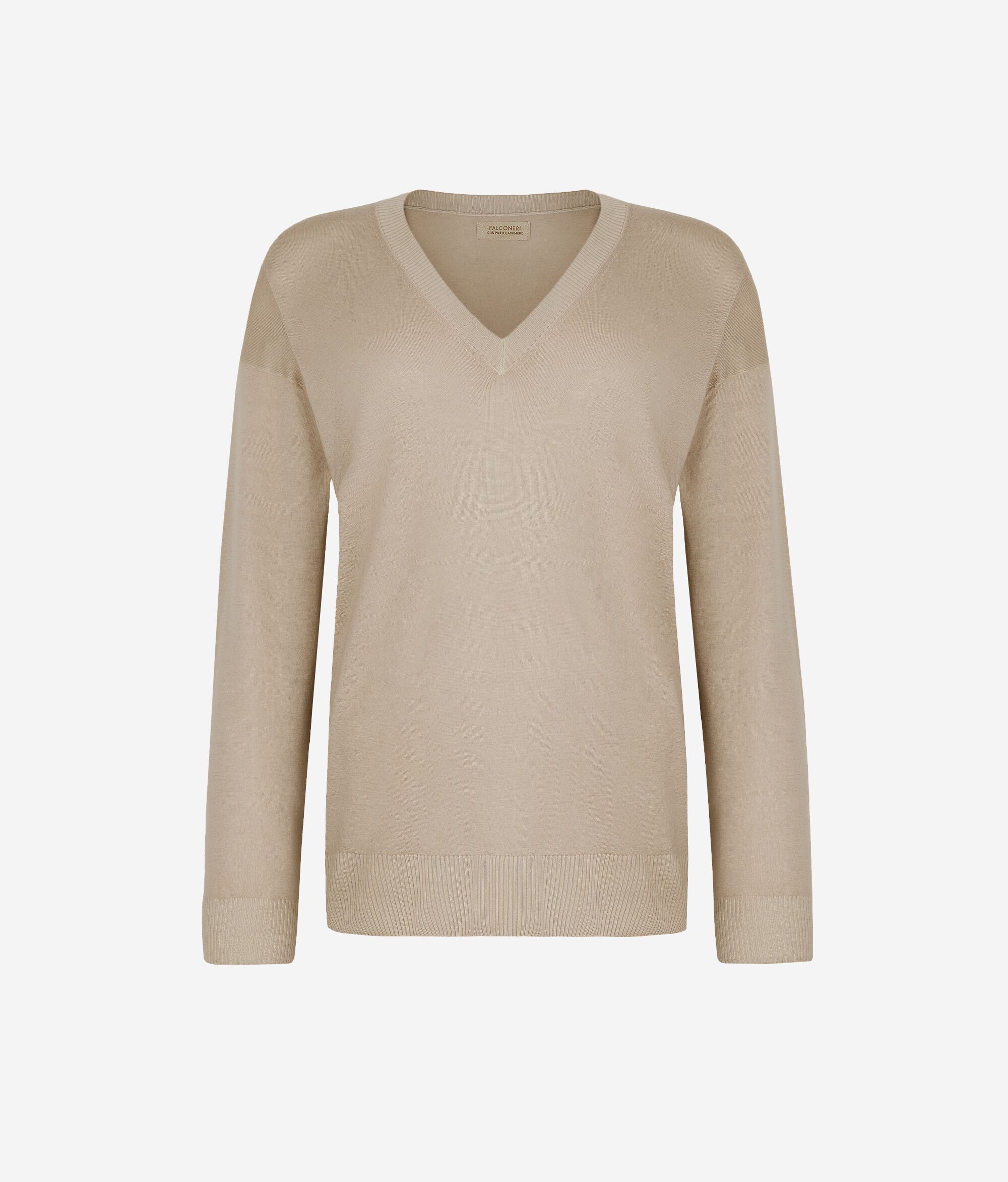 V-Neck Cashmere Jumper with Slits