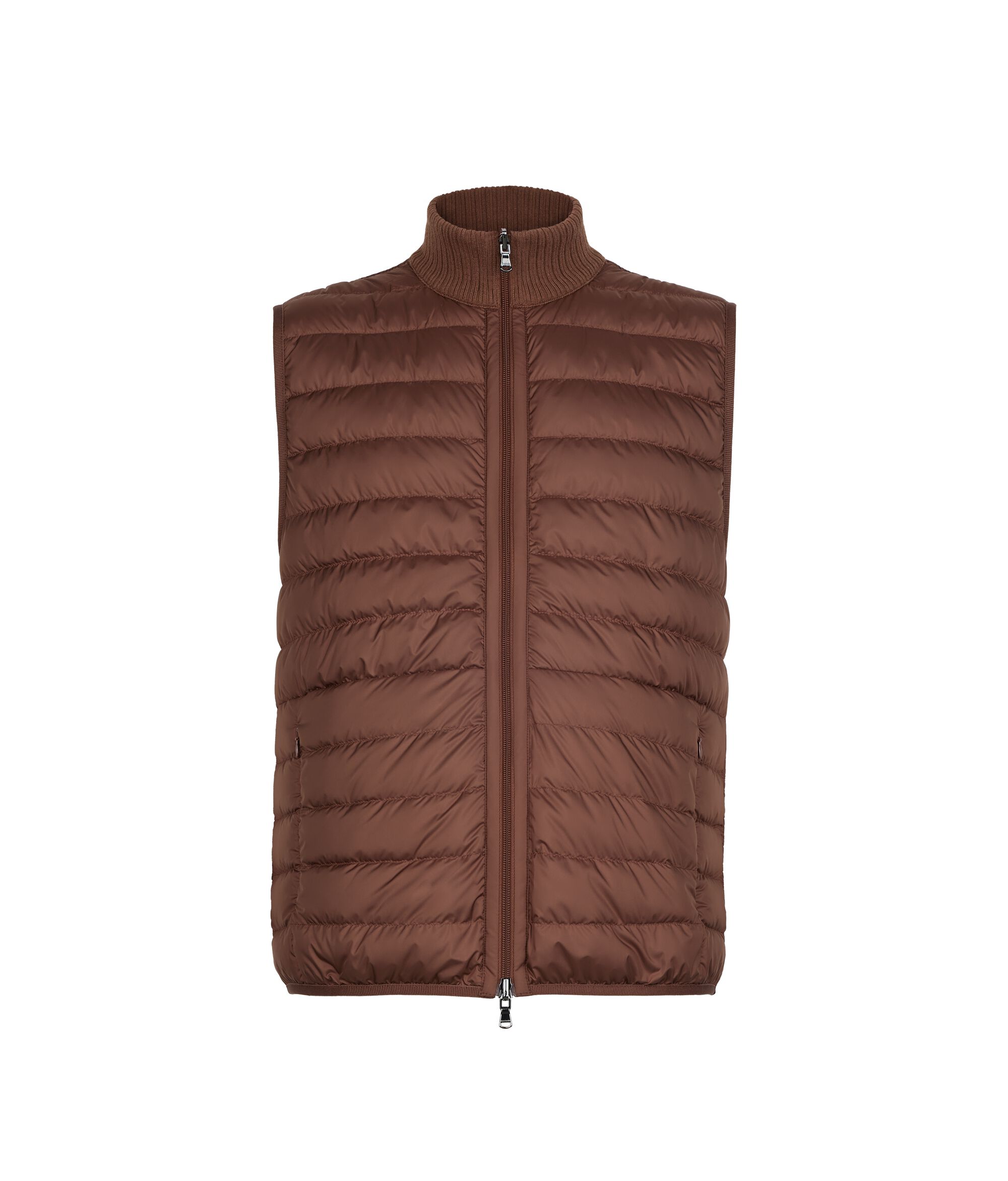 Reversible sleeveless down jacket with matte side