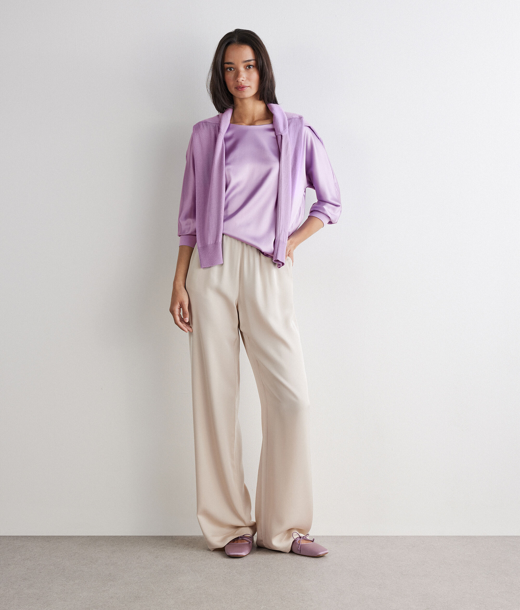 Round-Neck Silk Satin Jumper
