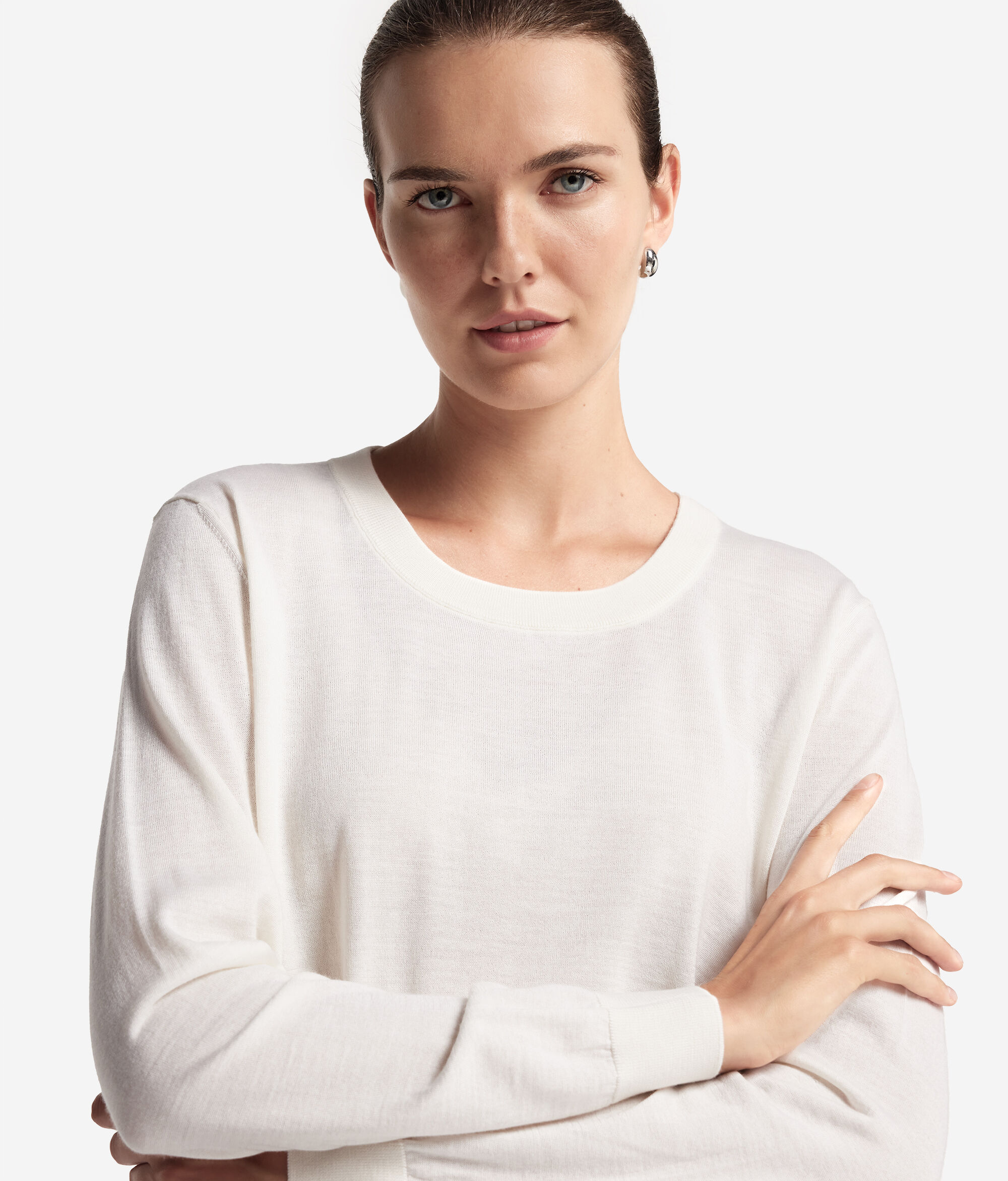 Jersey con cuello redondo de cashmere ultrafine