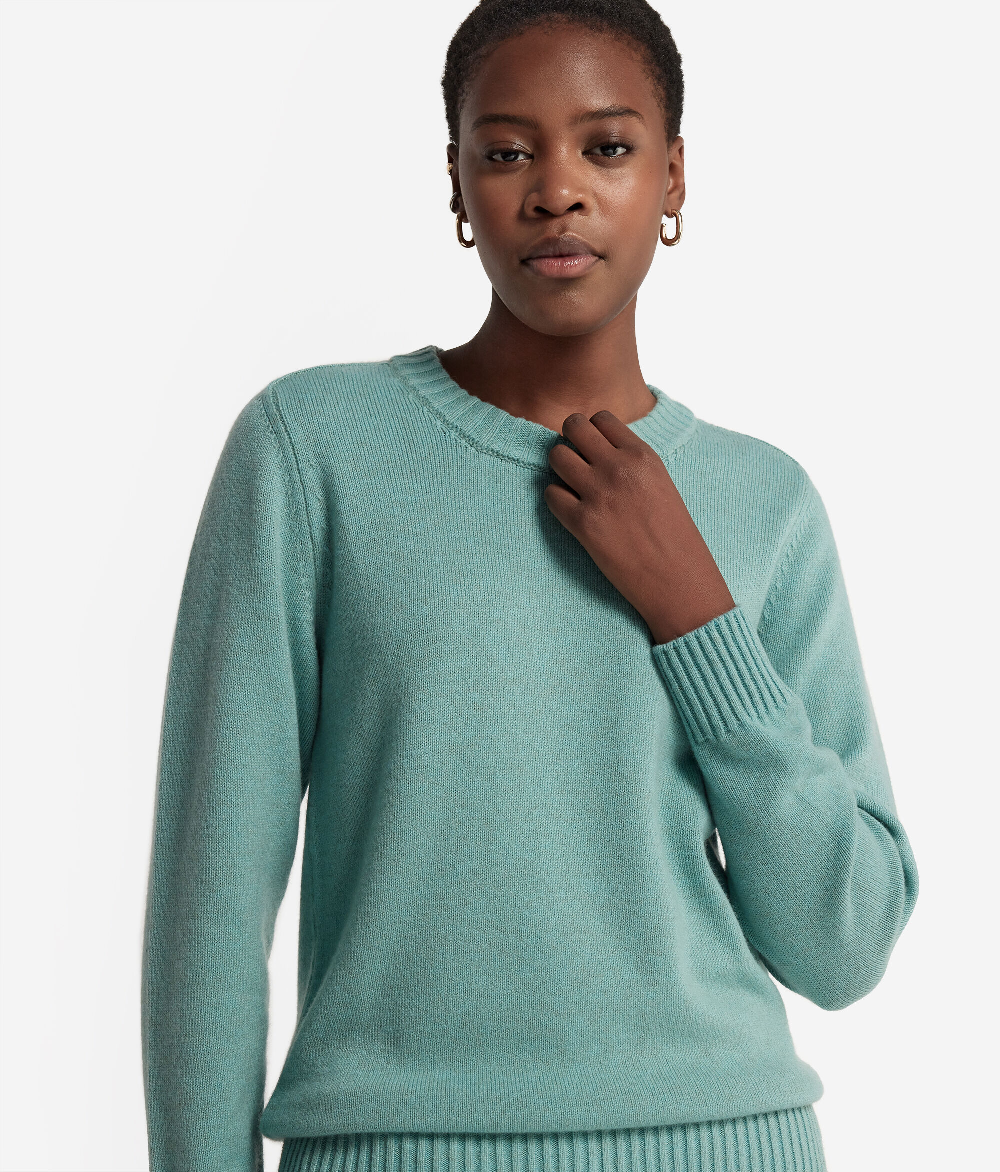 Maglia Girocollo con Spalla Martello in Cashmere Ultrasoft