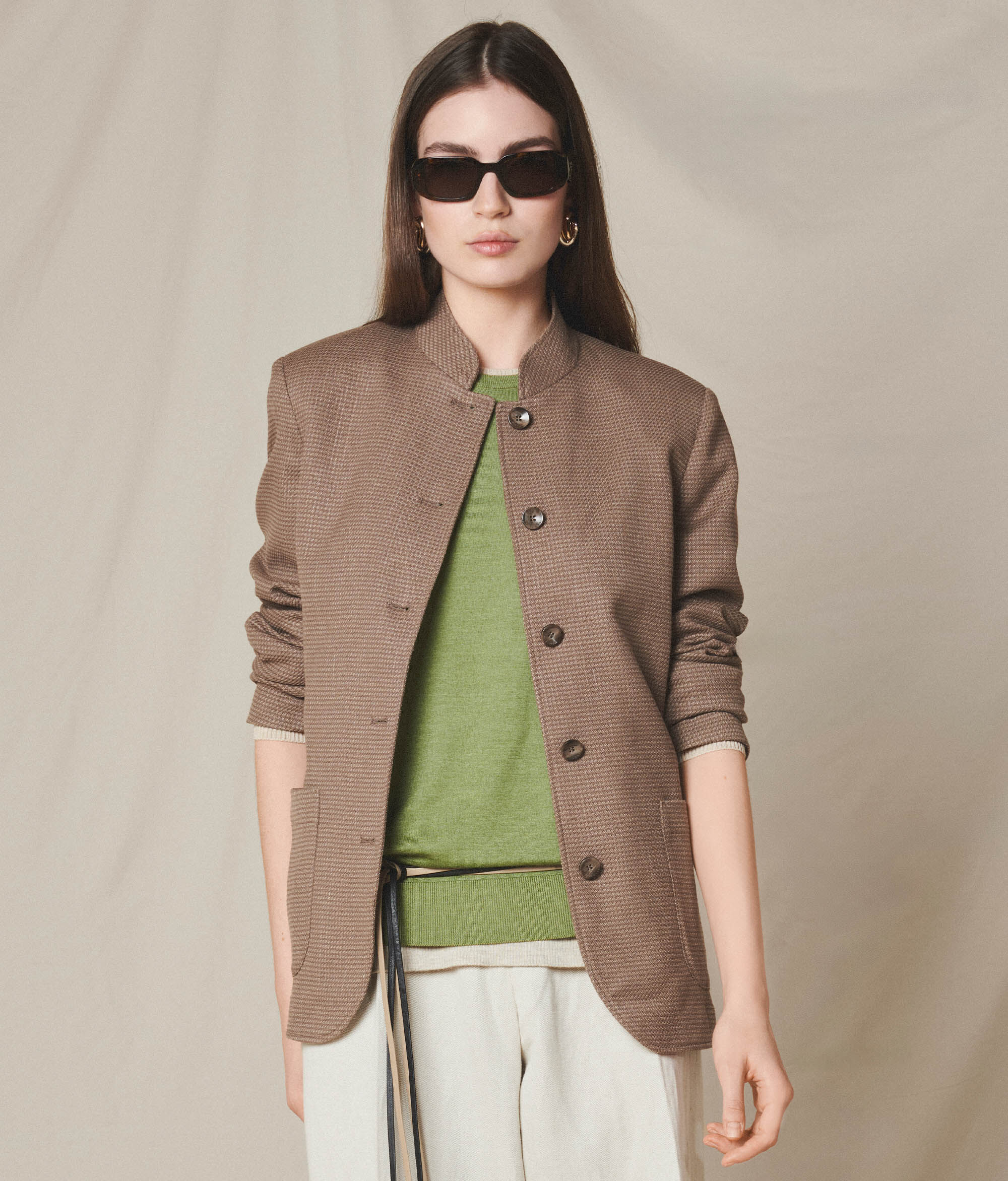 Chaqueta pata de gallo en cashmere y seda