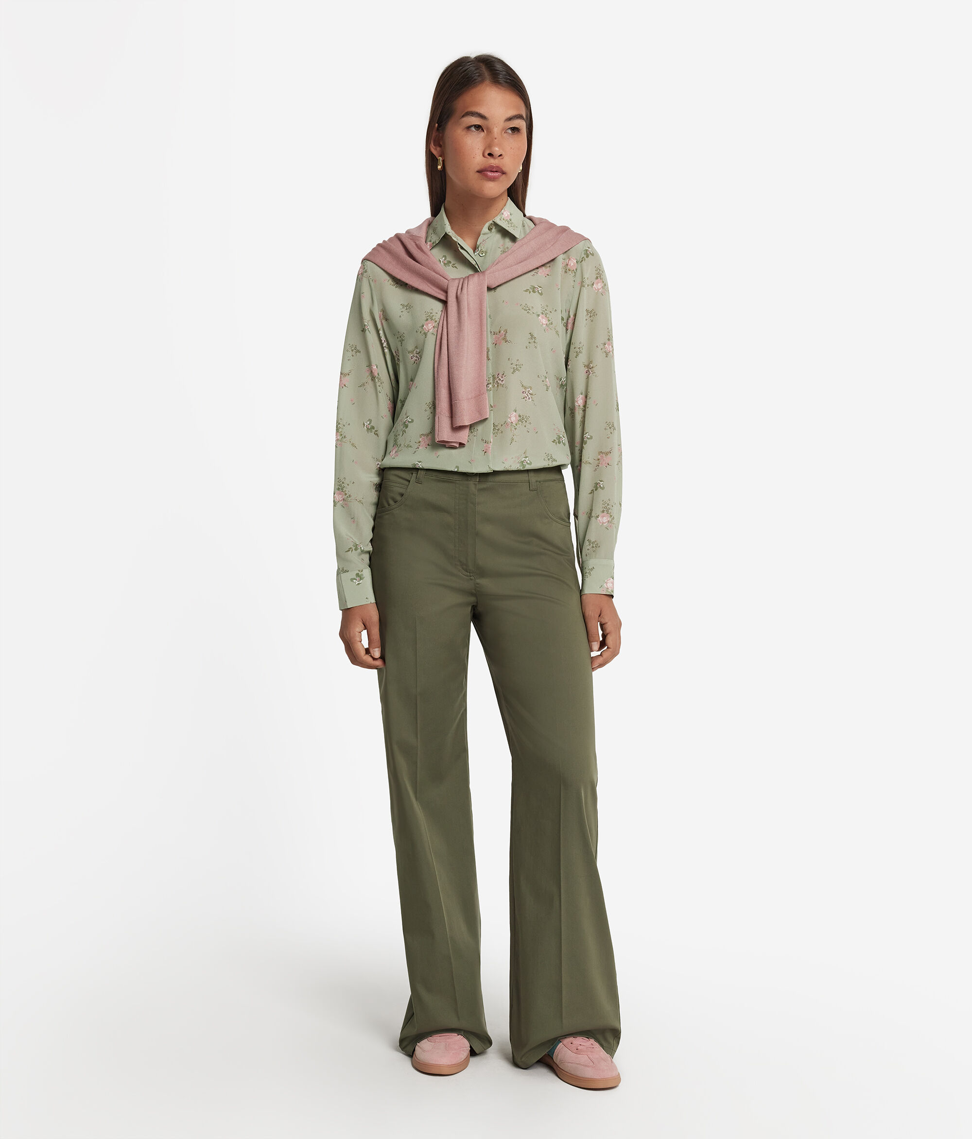 Printed Silk Shirt with Collar