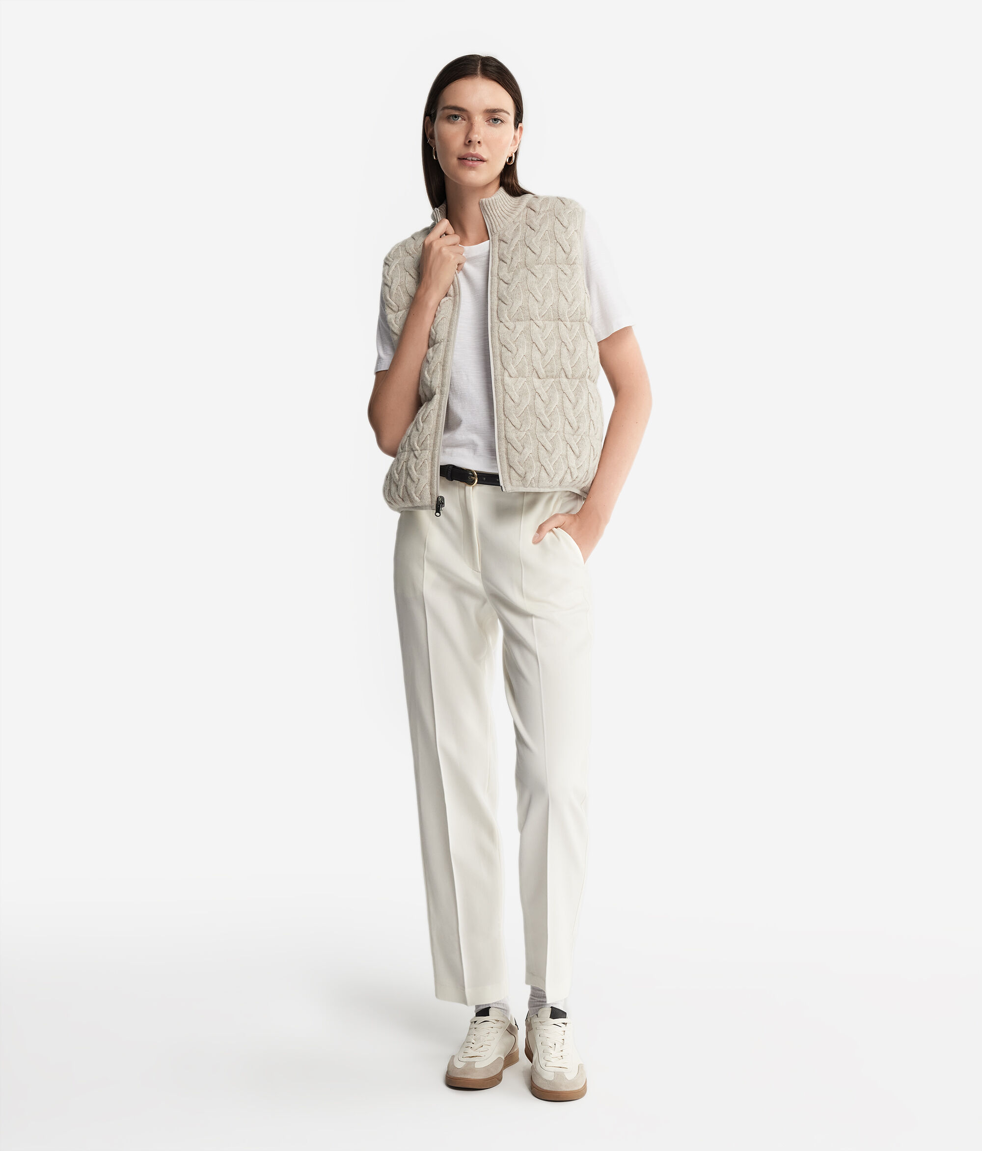 Reversible Cable-Knit Quilted Vest
