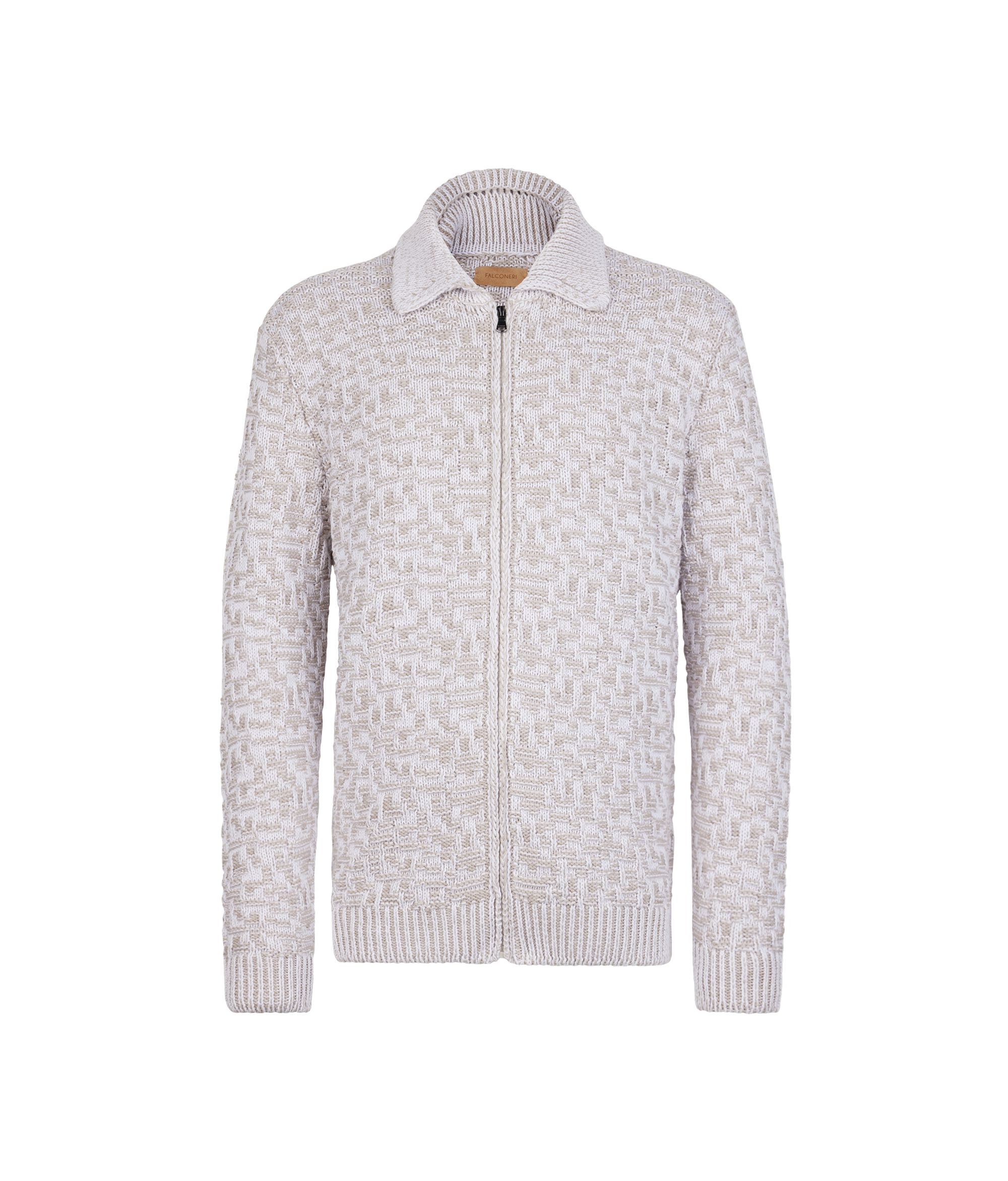Chaqueta con cremallera y punto en relieve