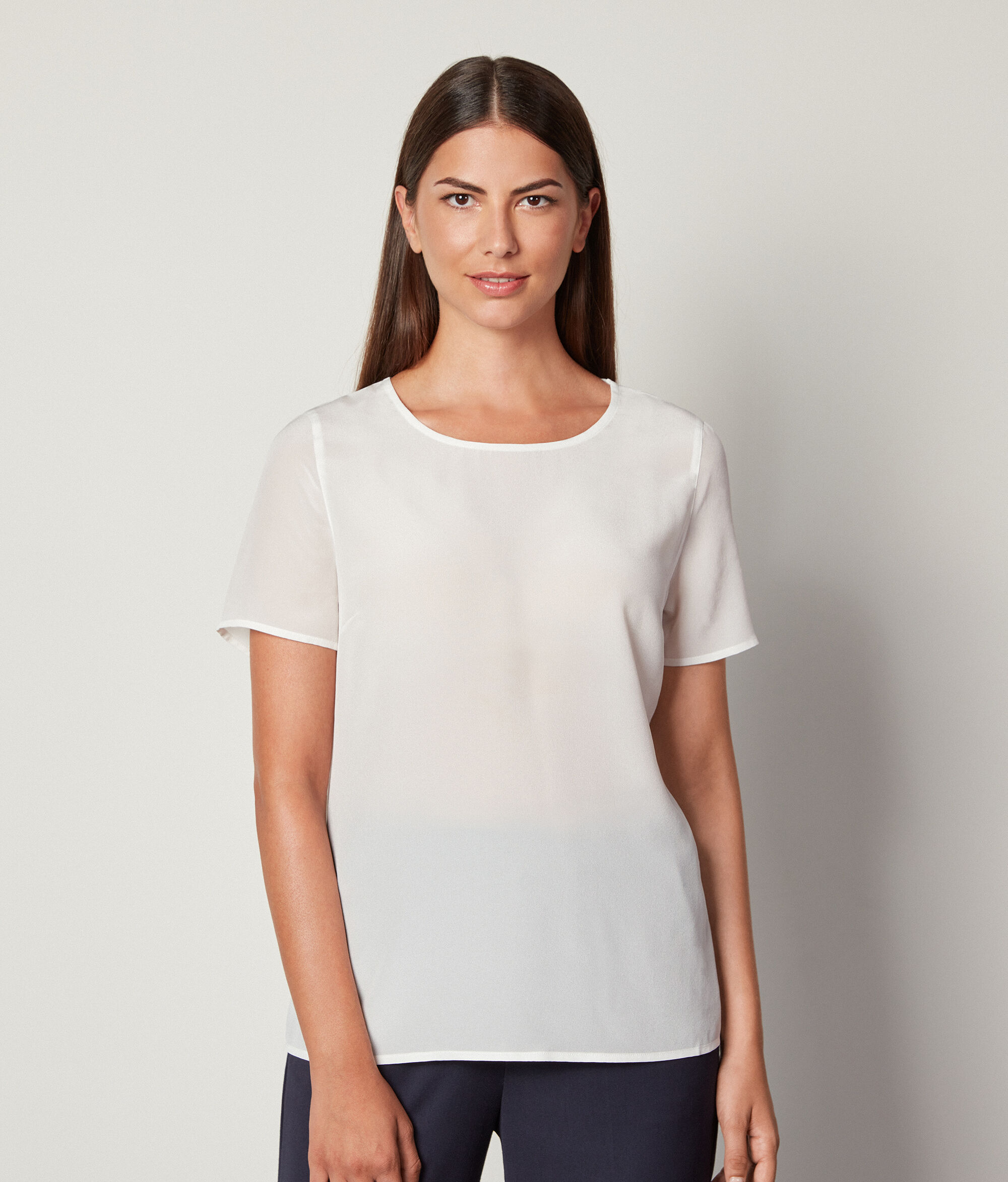 Rundhals-T-Shirt aus Seide