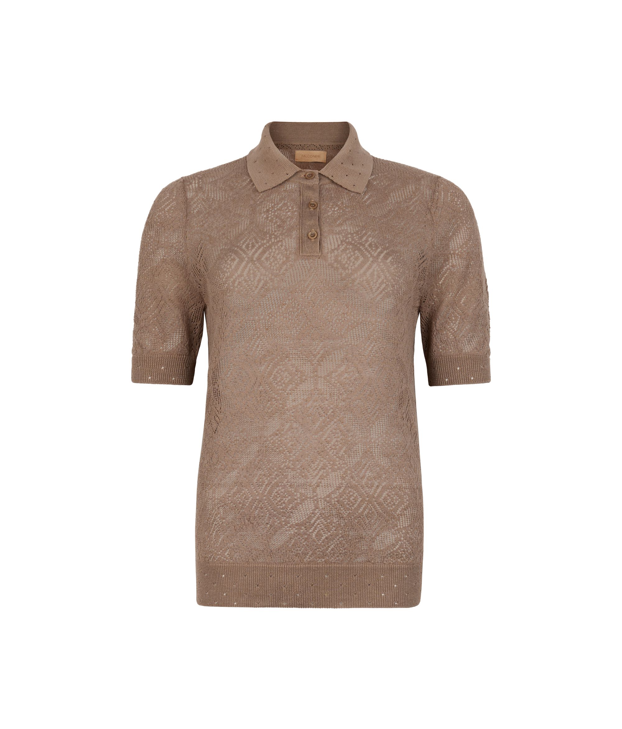 Lace Stitch Openwork Polo Shirt