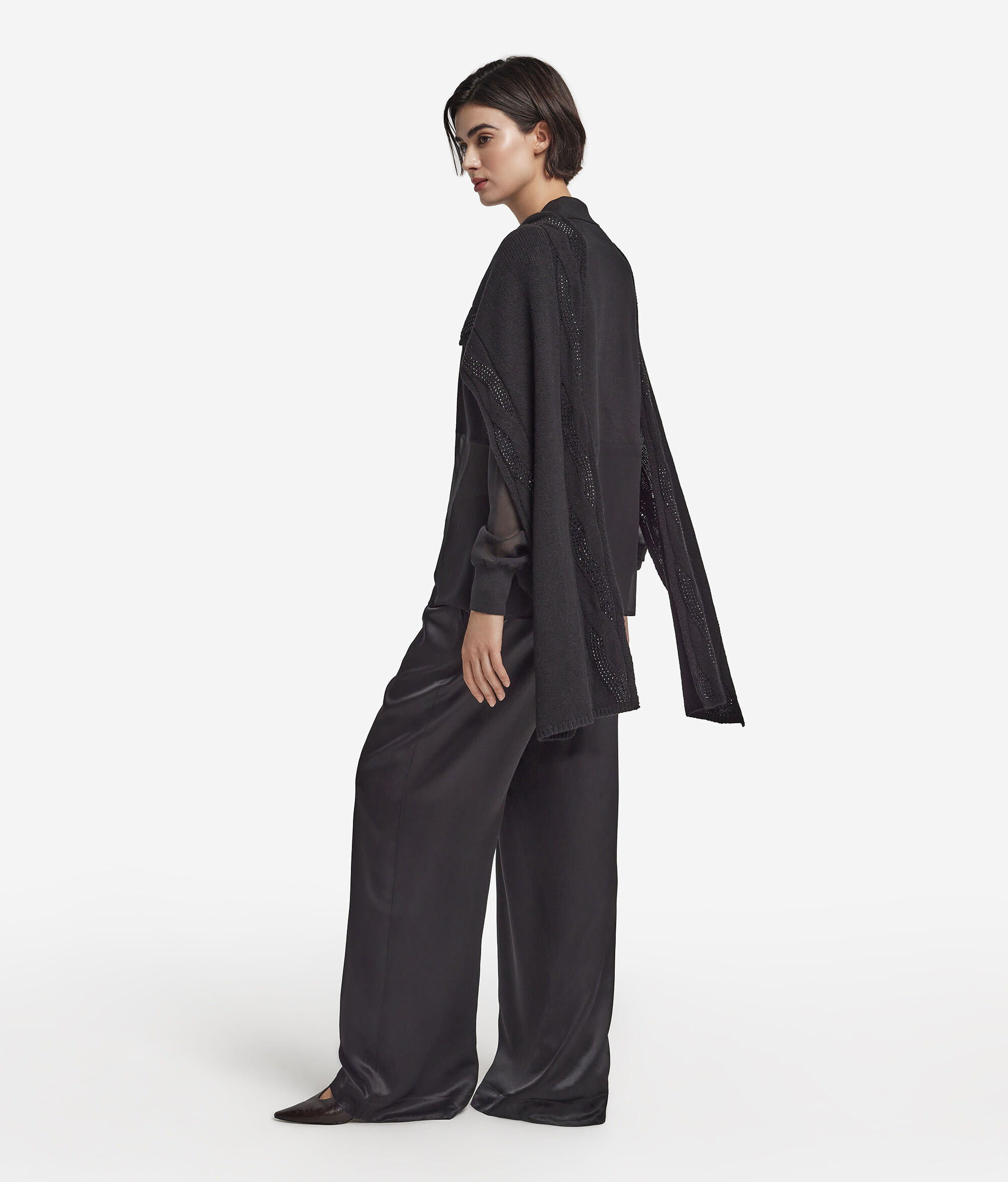 Sciarpa con trecce e strass in Cashmere Ultrasoft