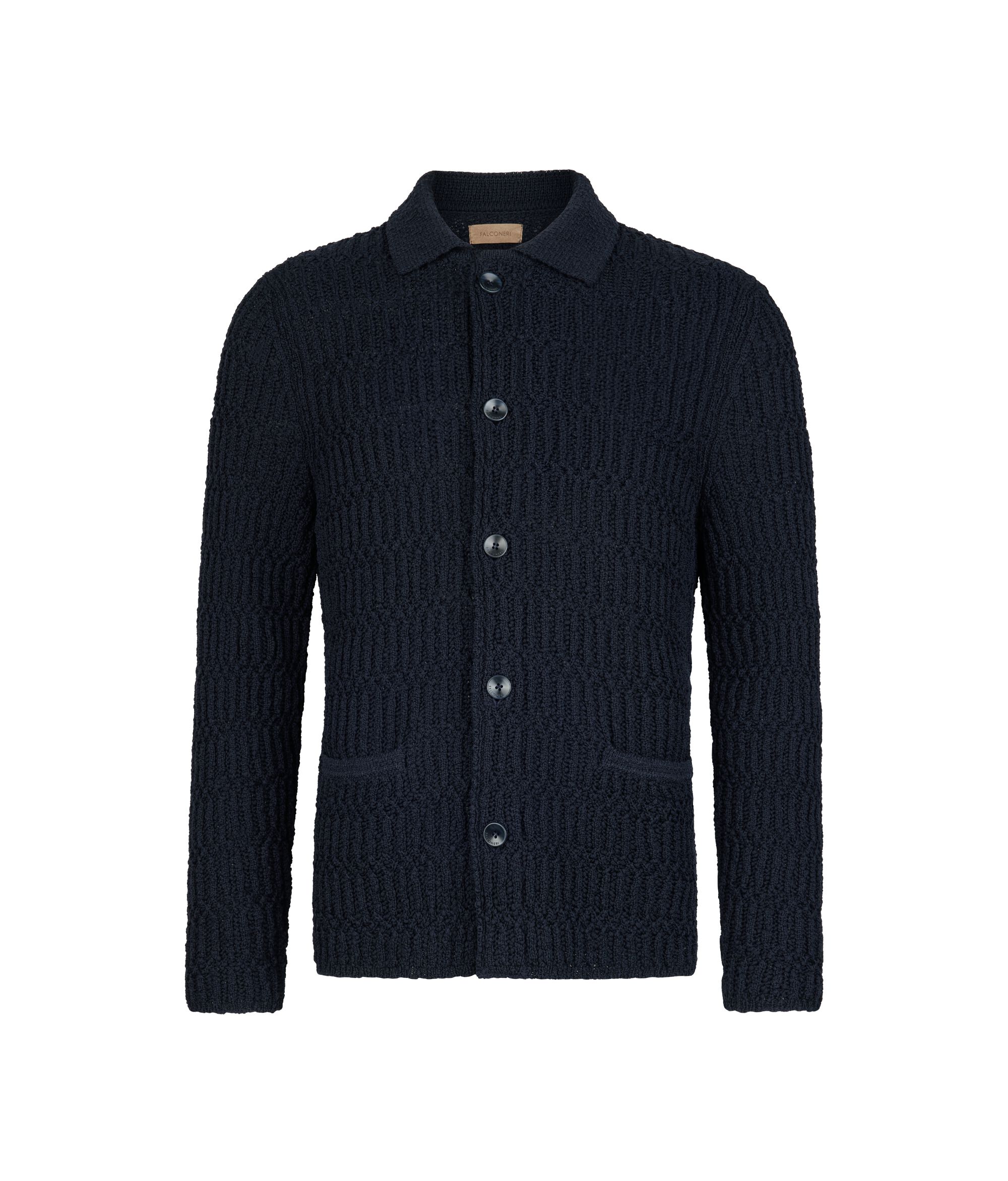 Textured knit shirt jacket