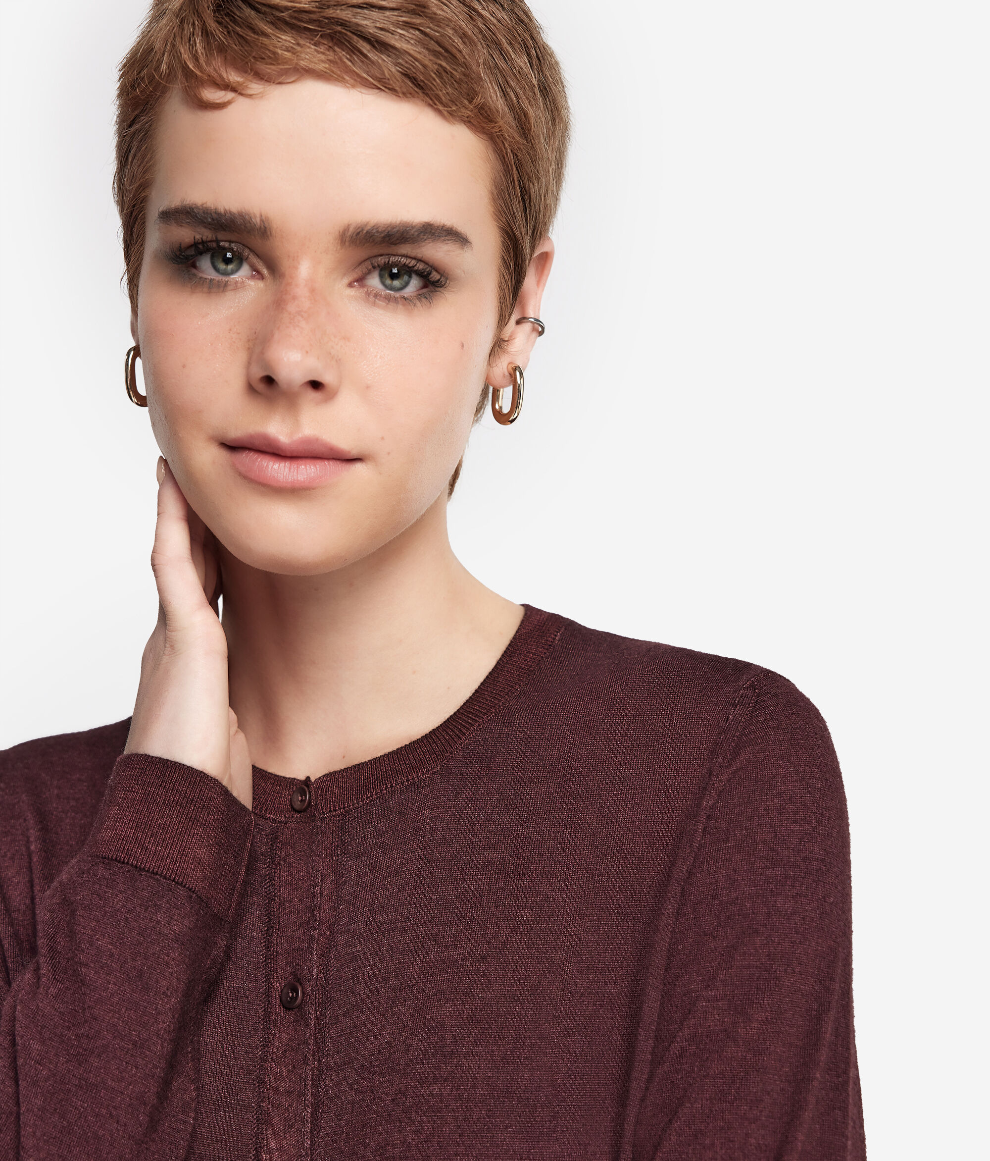 Cardigan com Decote Redondo em Ultrafine Cashmere