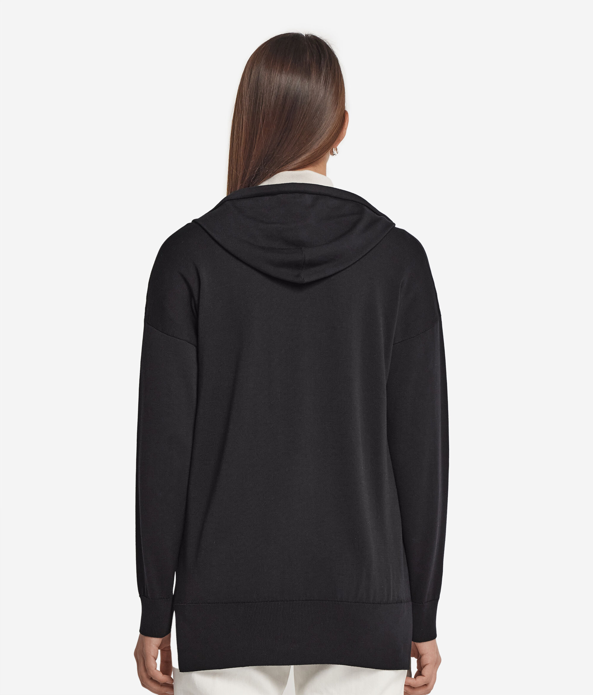 Sweatshirt à capuche en soie et coton