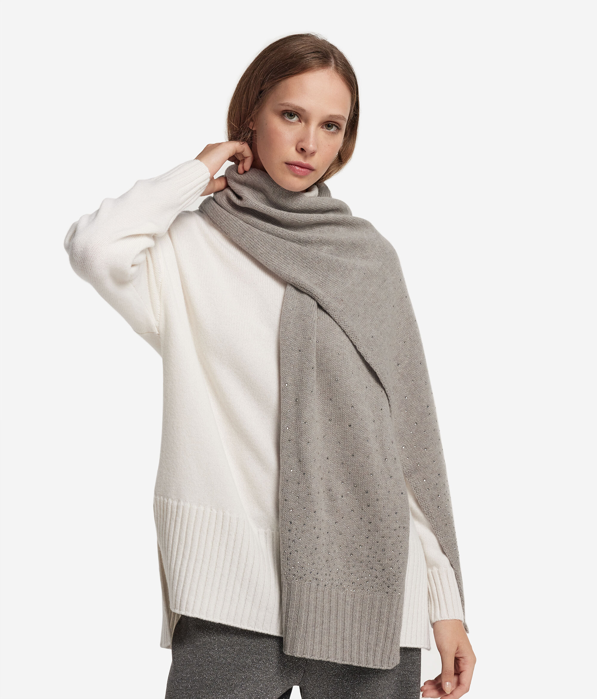 Cashmere Scarf with Rhinestones
