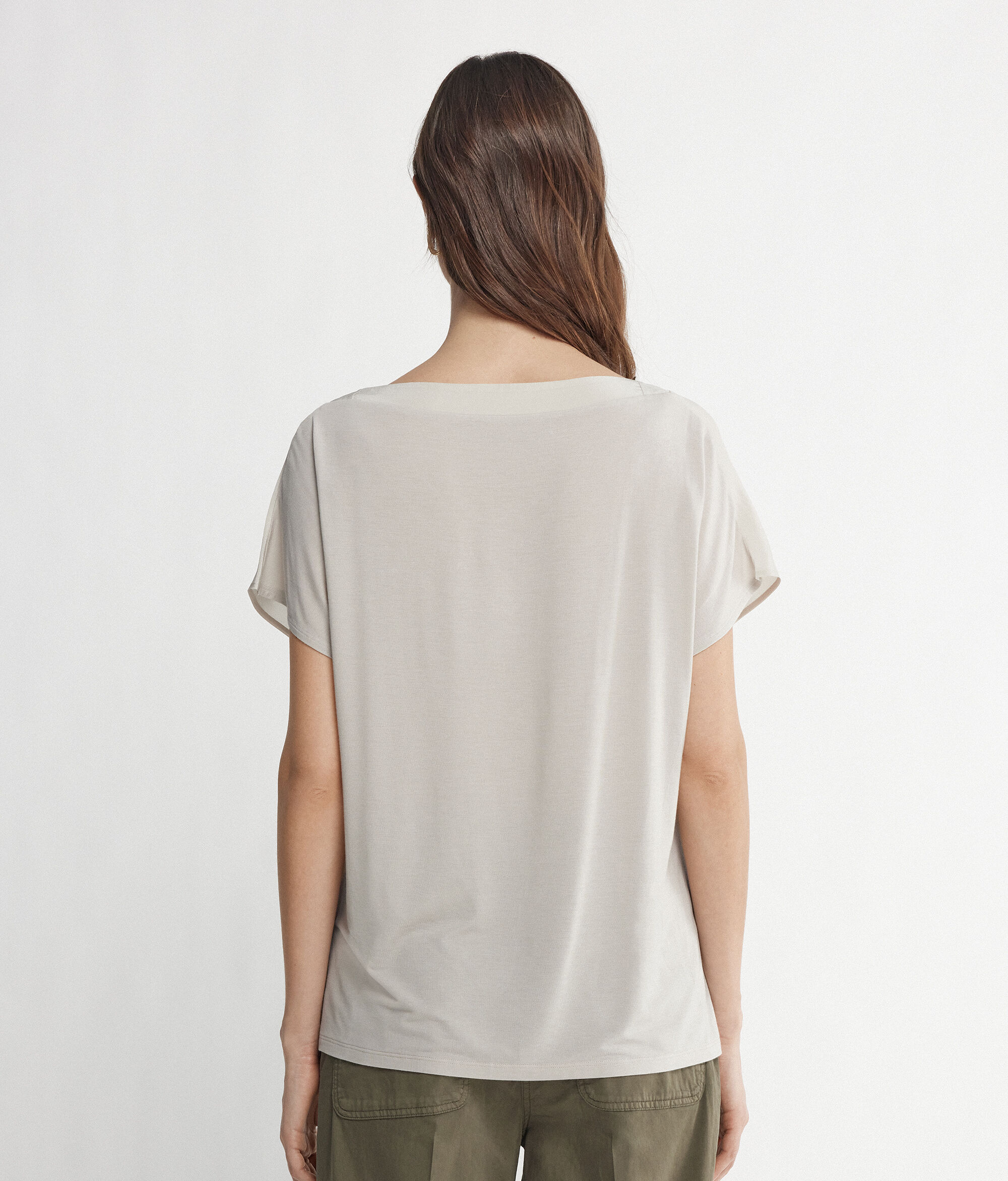 Silk V-Neck Kimono T-Shirt