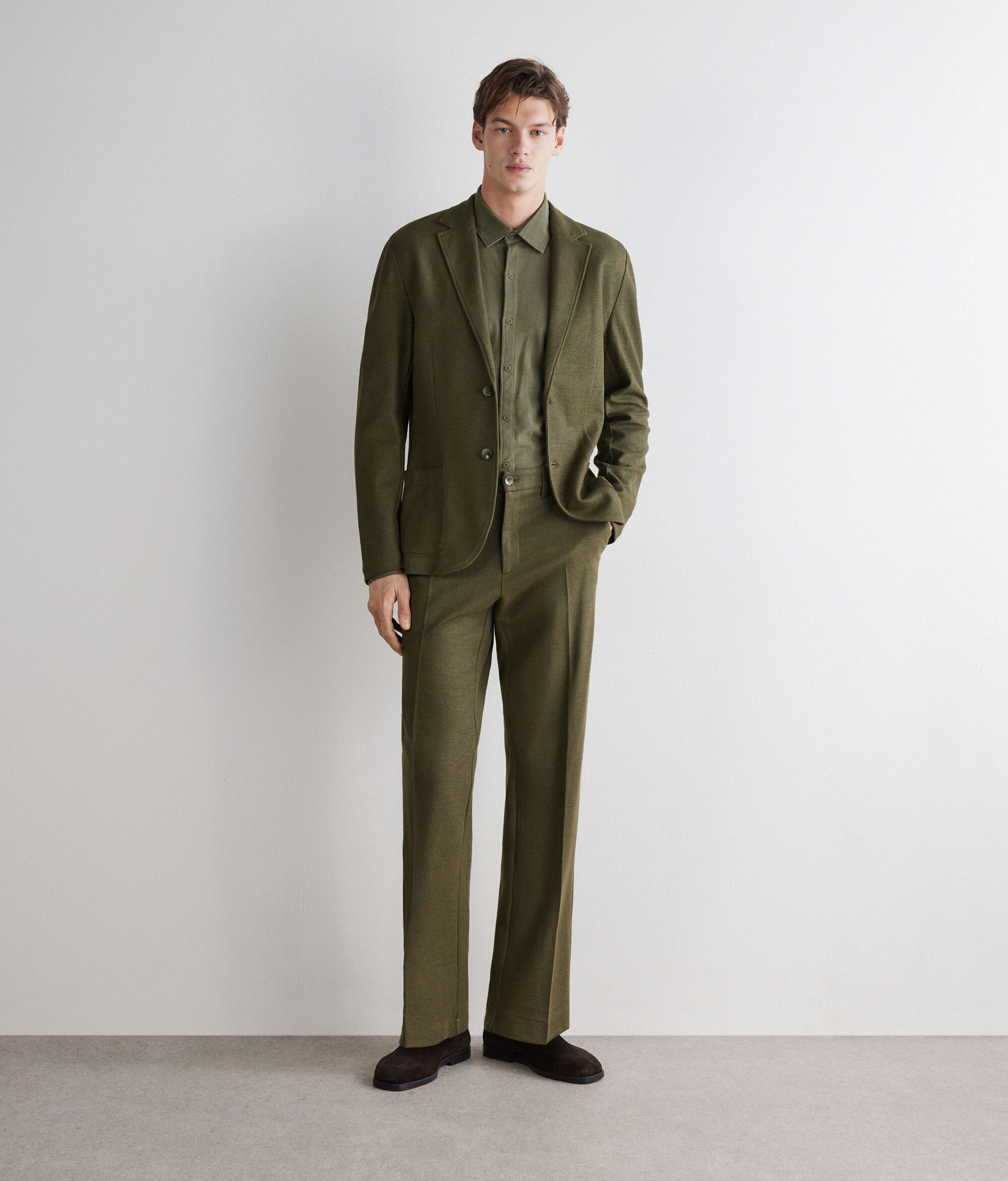 Pantalón waffle de lino y algodón