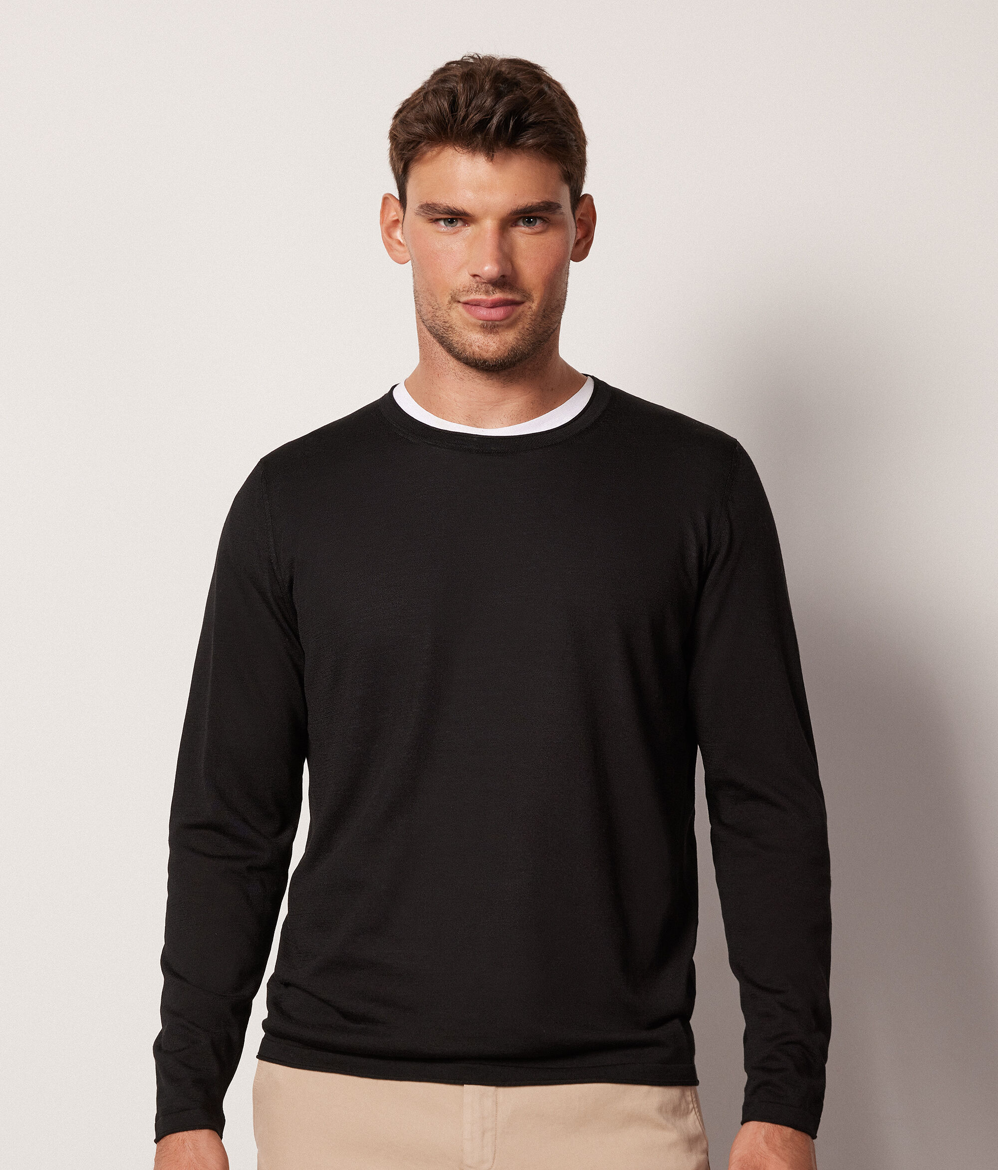 Round-Neck Silk and Cotton Jumper