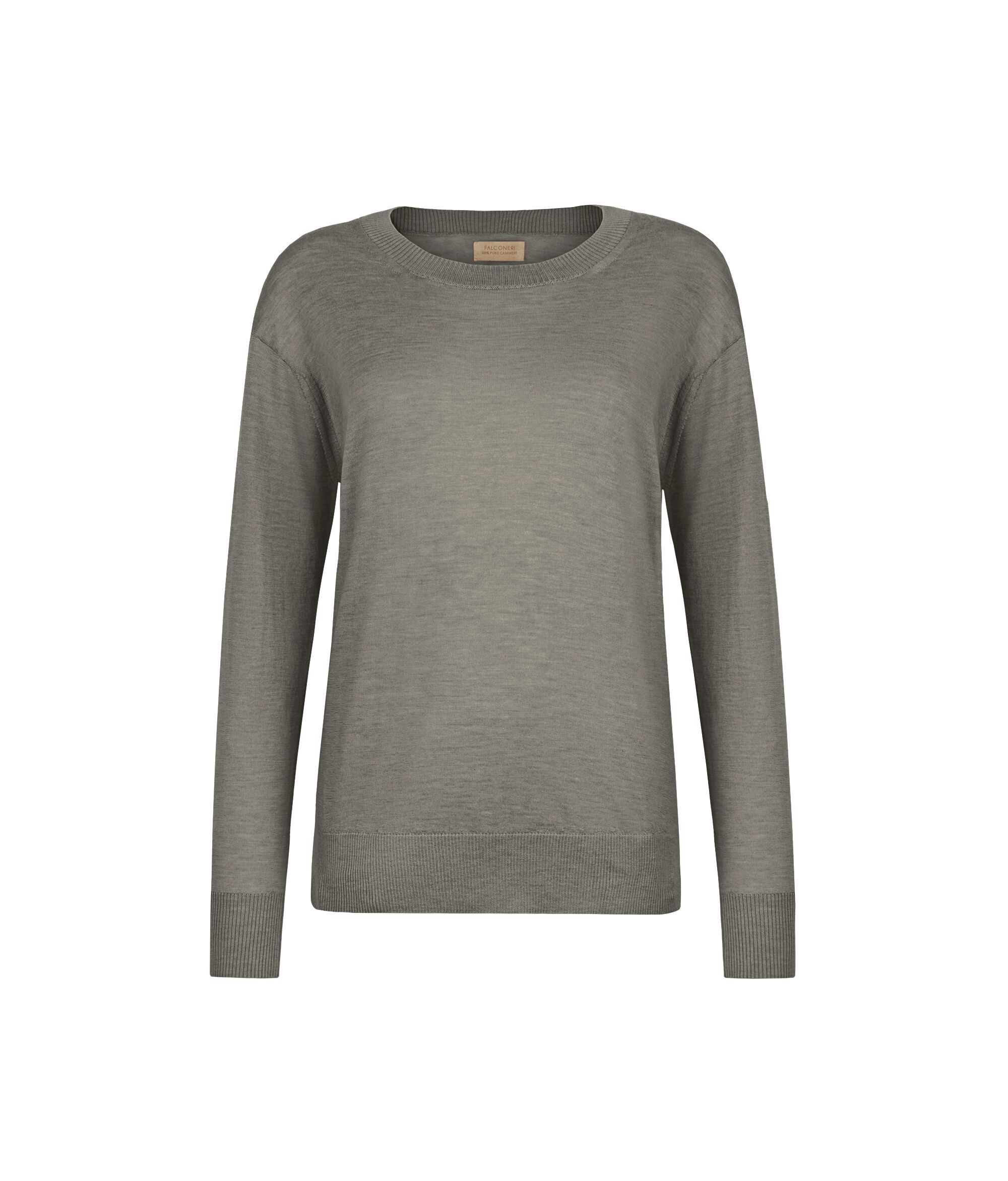 Jersey con cuello redondo de cashmere con aberturas