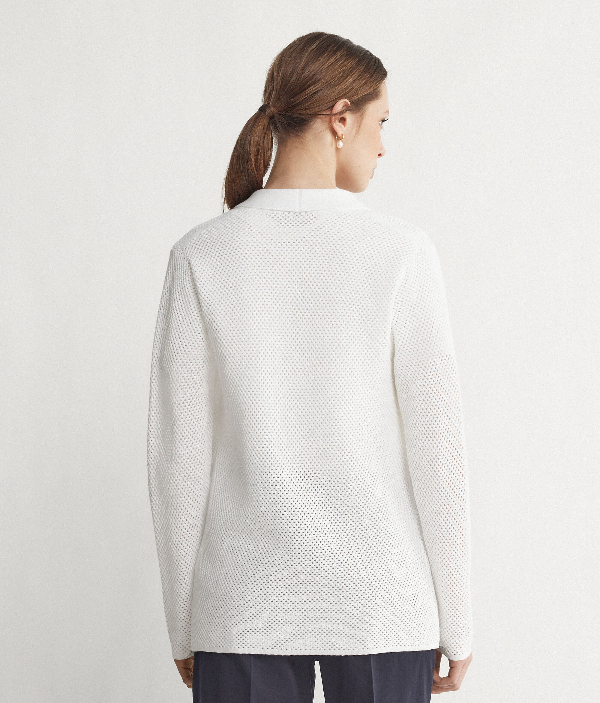 Two-Tone Crochet-Knit Jacket