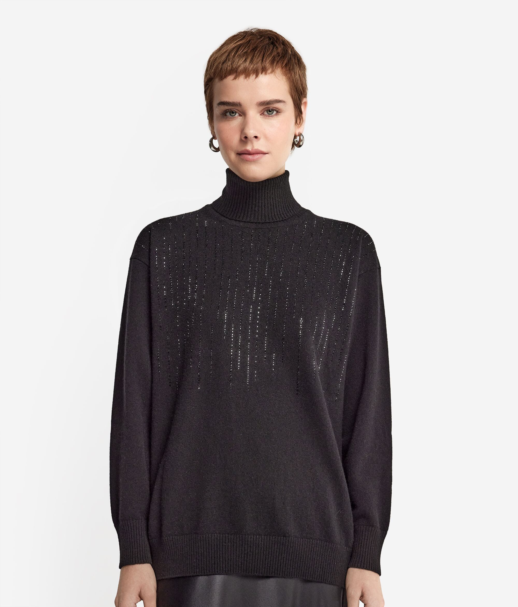 Cashmere Turtleneck with Rhinestones