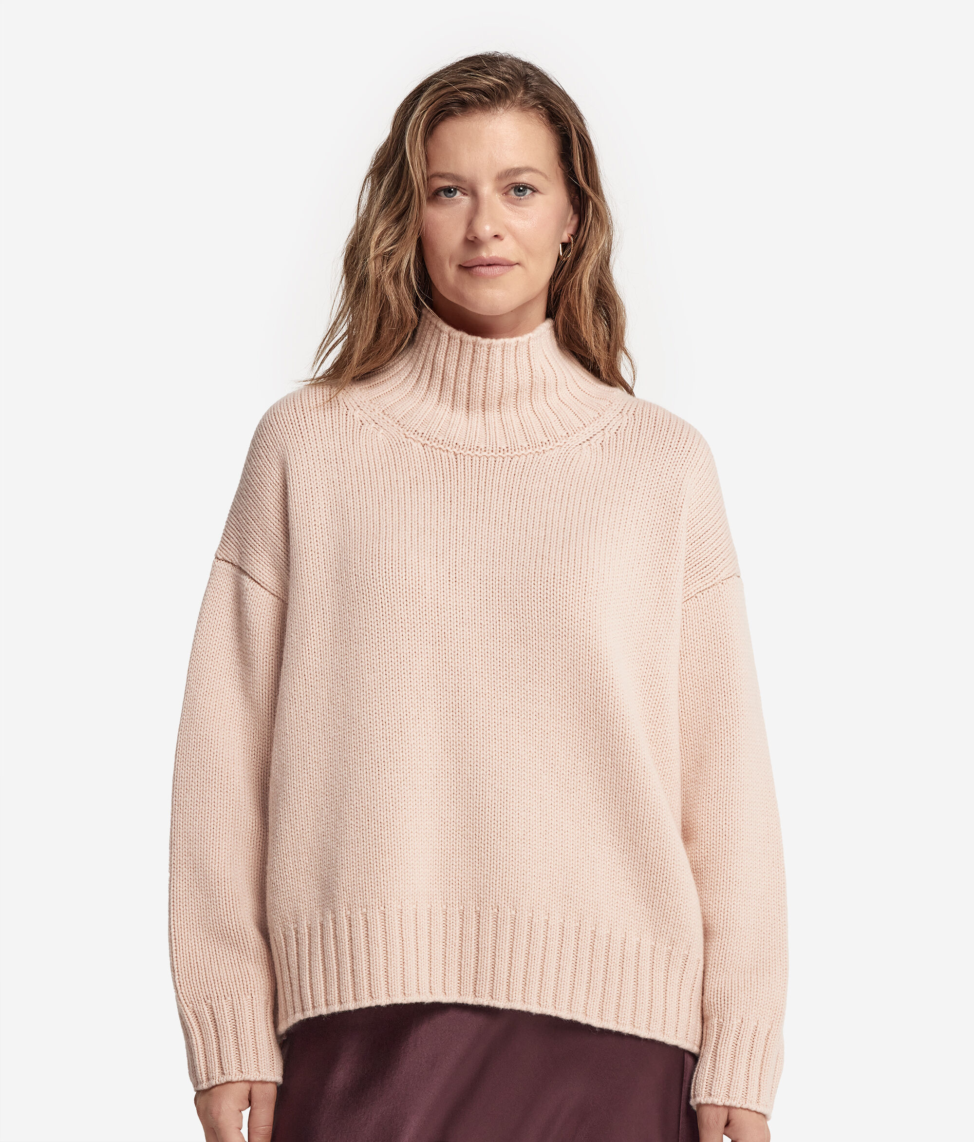 Cashmere Tricot Funnel-Neck Jumper