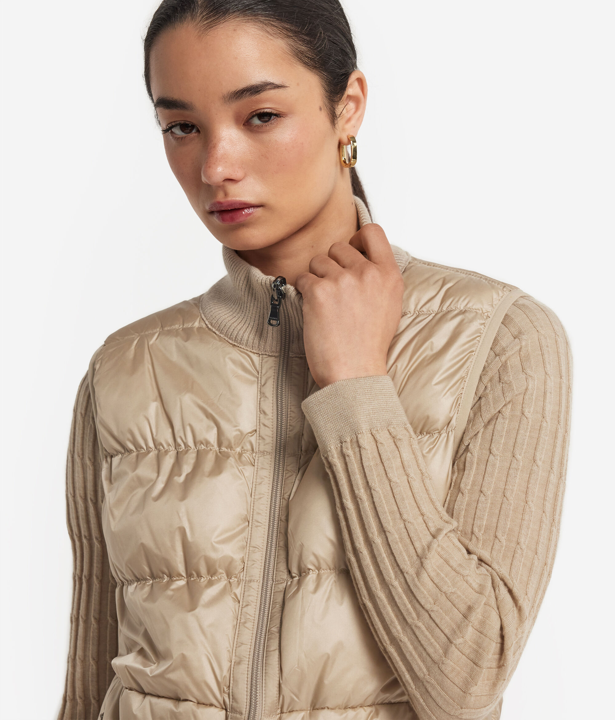 Piumino Smanicato Reversibile Treccine in Cashmere
