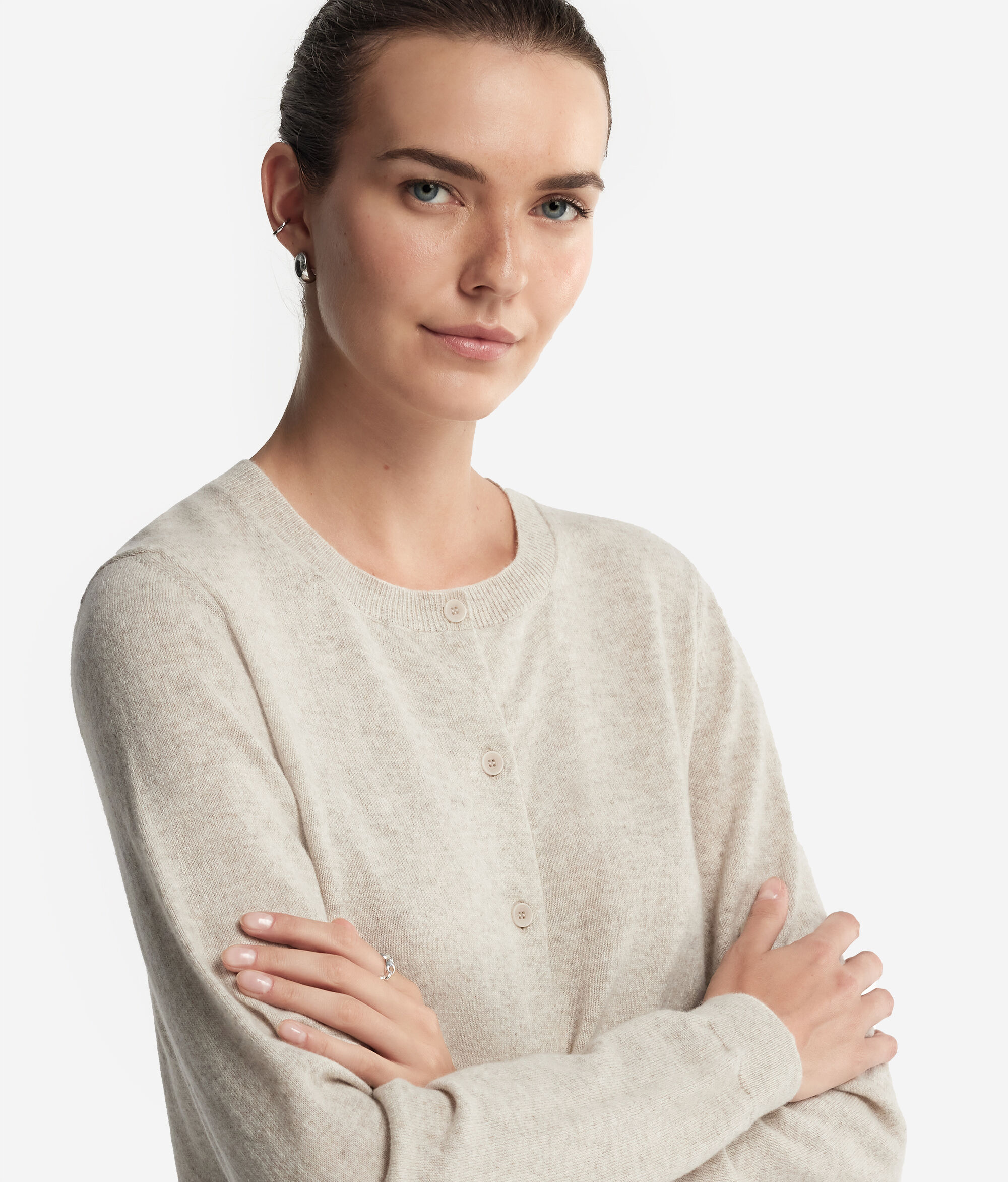 Ultrasoft Cashmere Round-Neck Cardigan