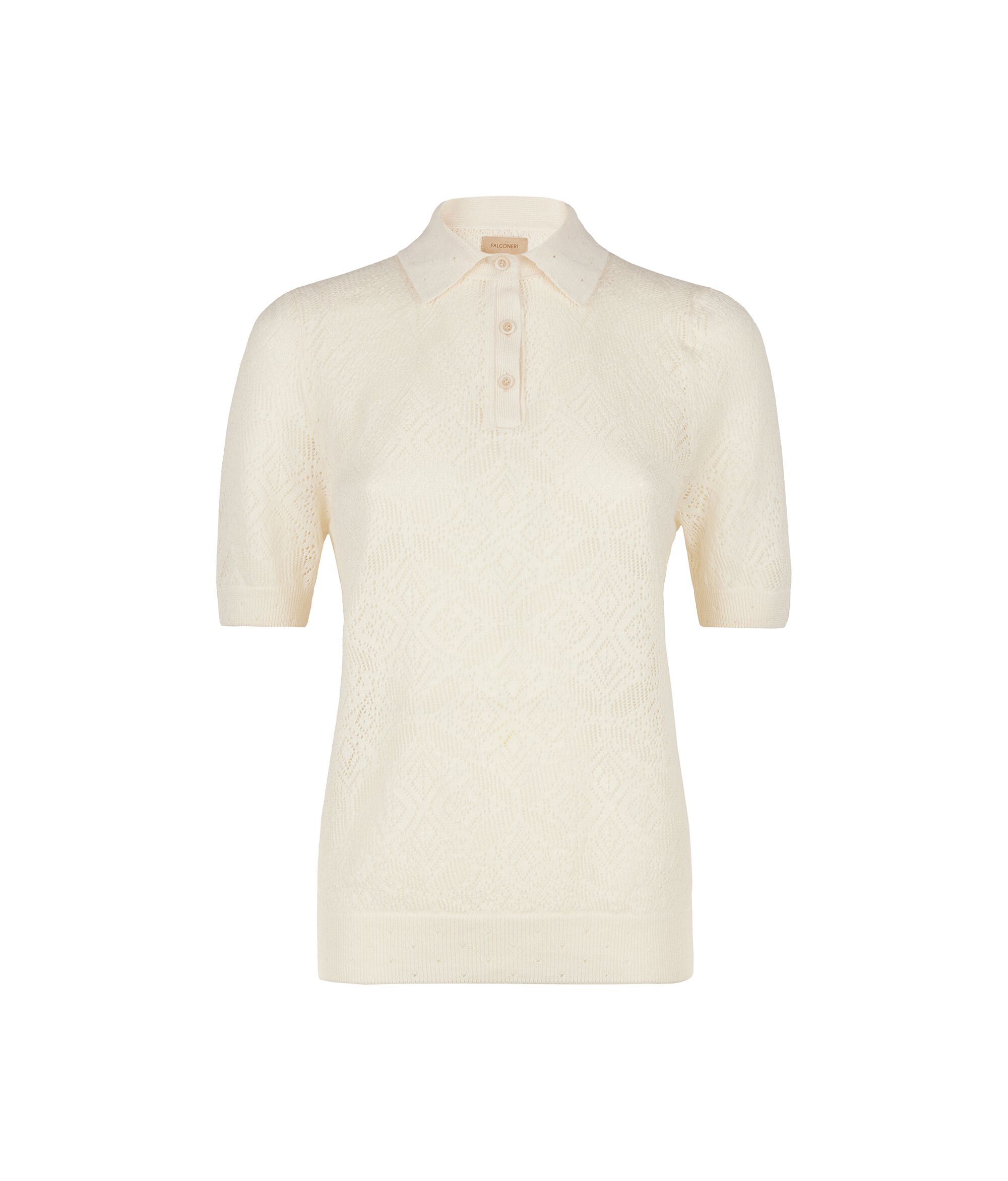 Lace Stitch Openwork Polo Shirt
