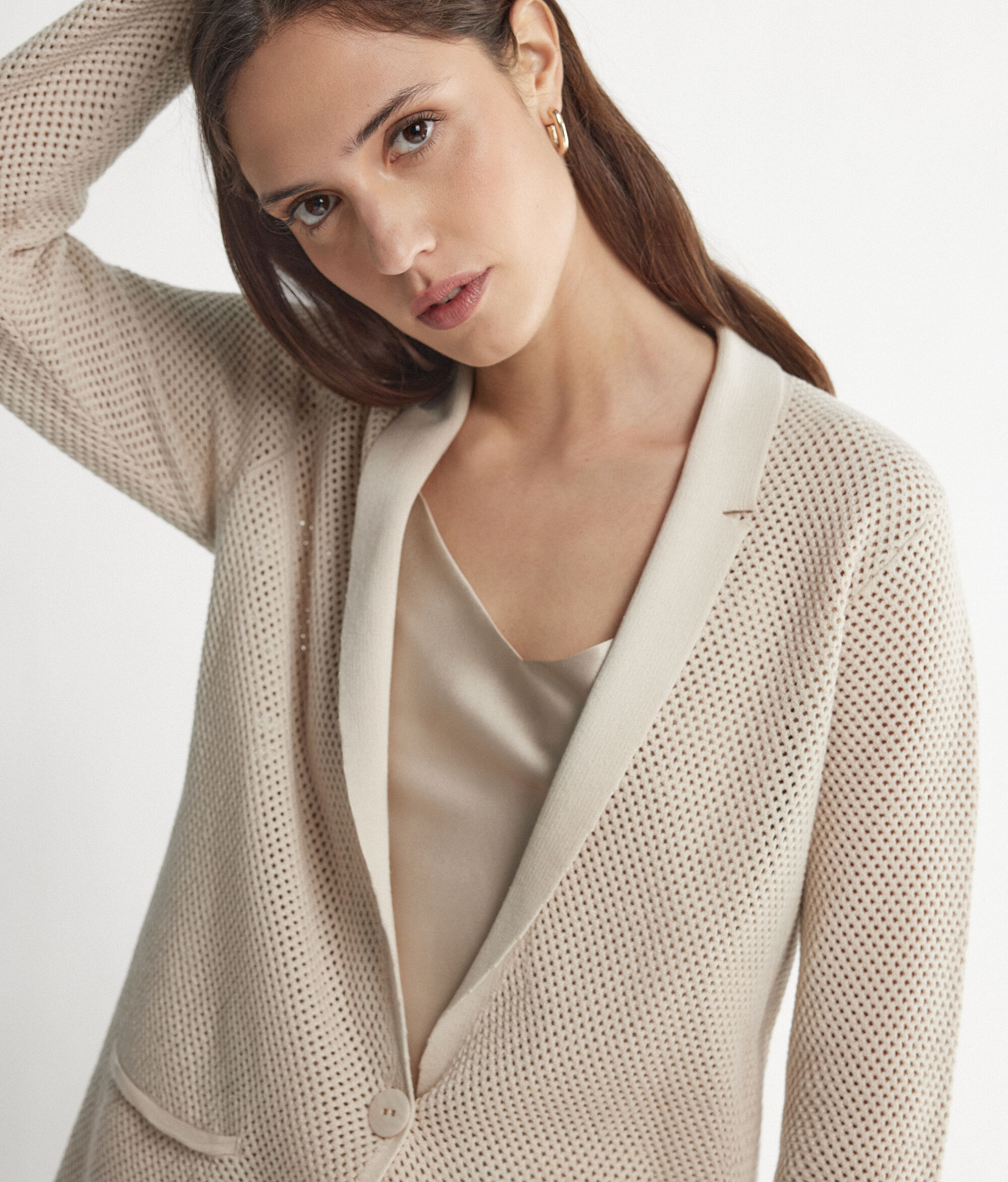 Chaqueta calada bicolor