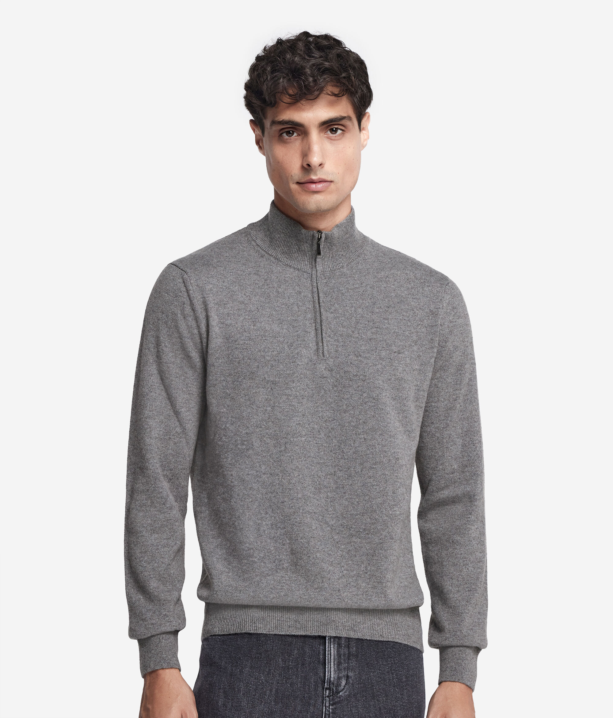 Herren-Pullover mit Reißverschluss aus Kaschmir Ultrasoft