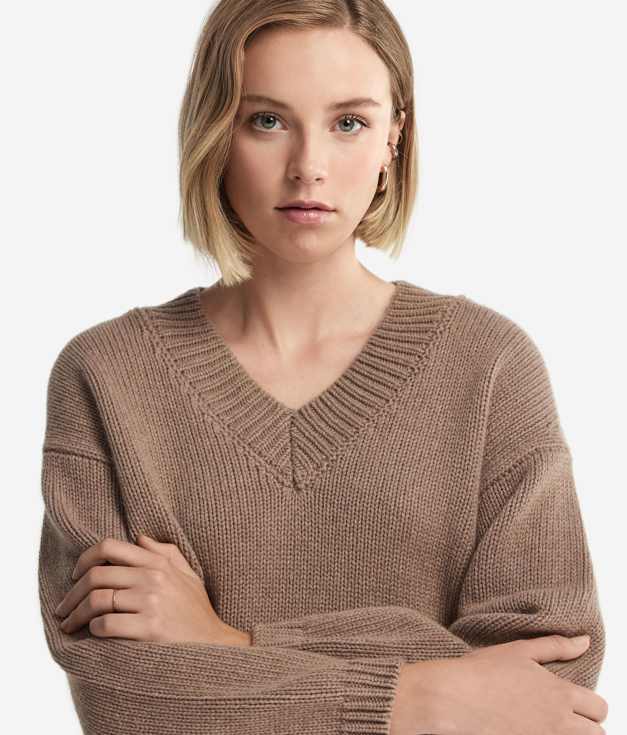 Pull femme col V en cachemire ultra-doux