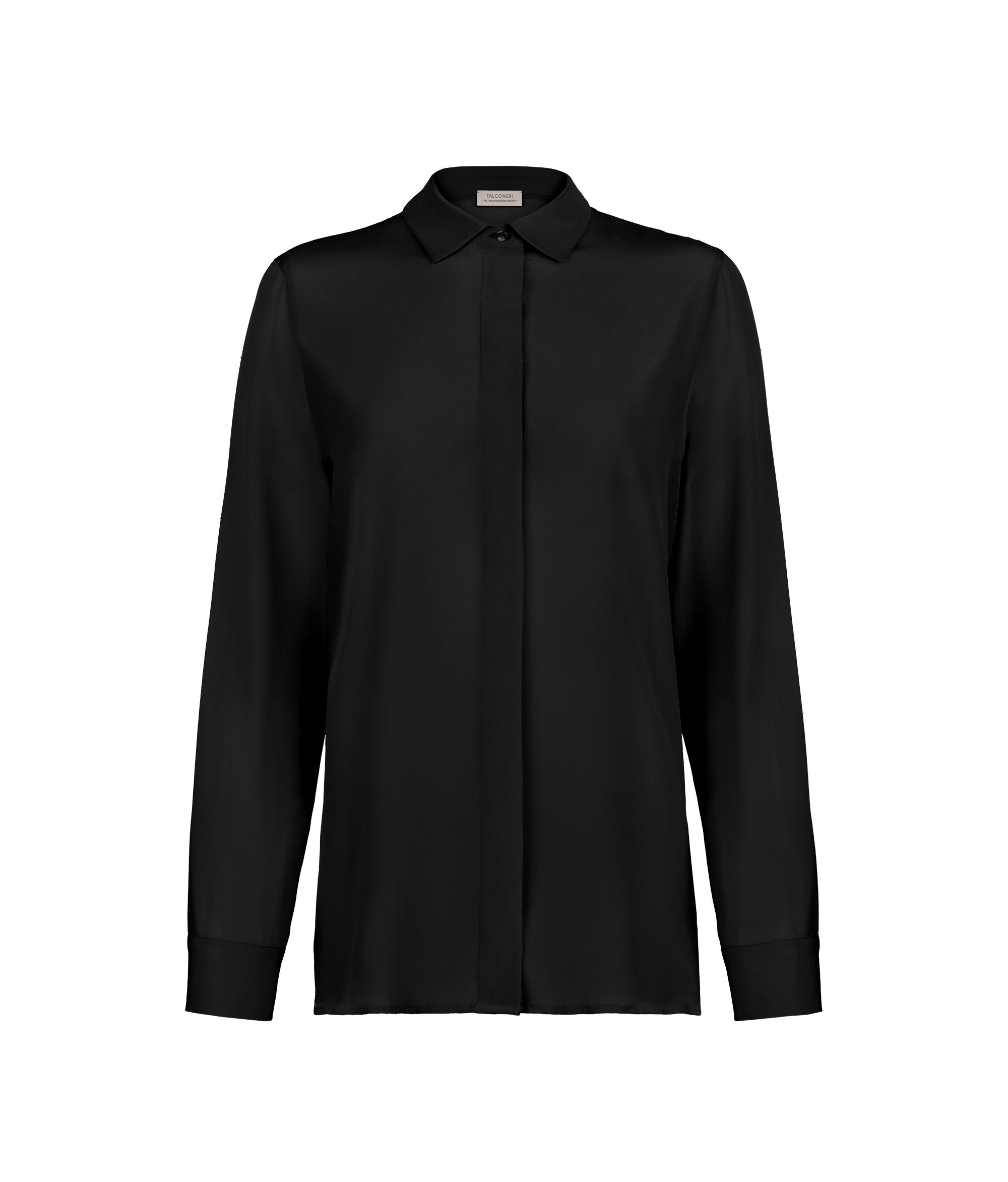 Silk Shirt with Collar Colore Black