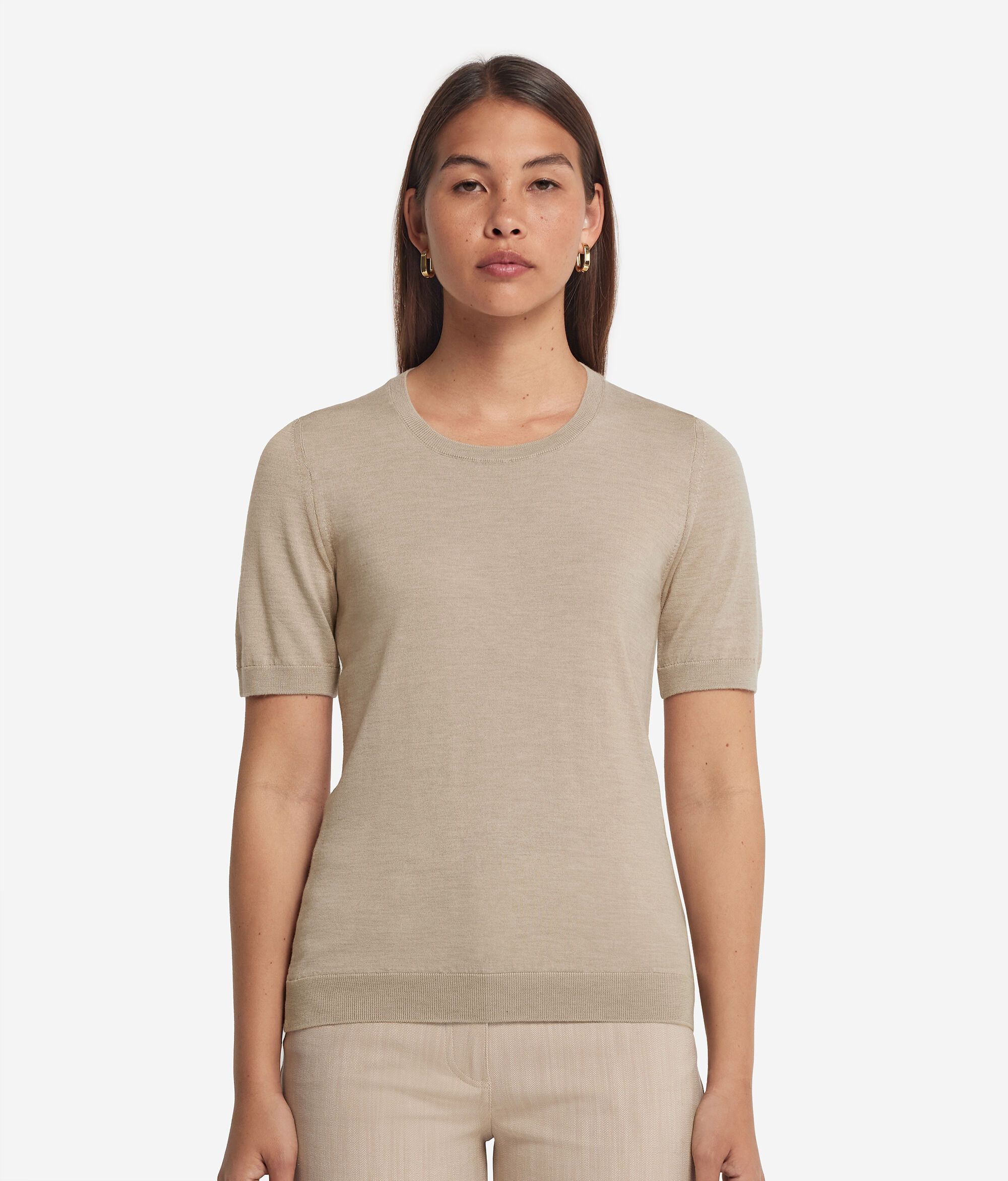 Short-Sleeved Round-Neck Ultrafine Cashmere Top