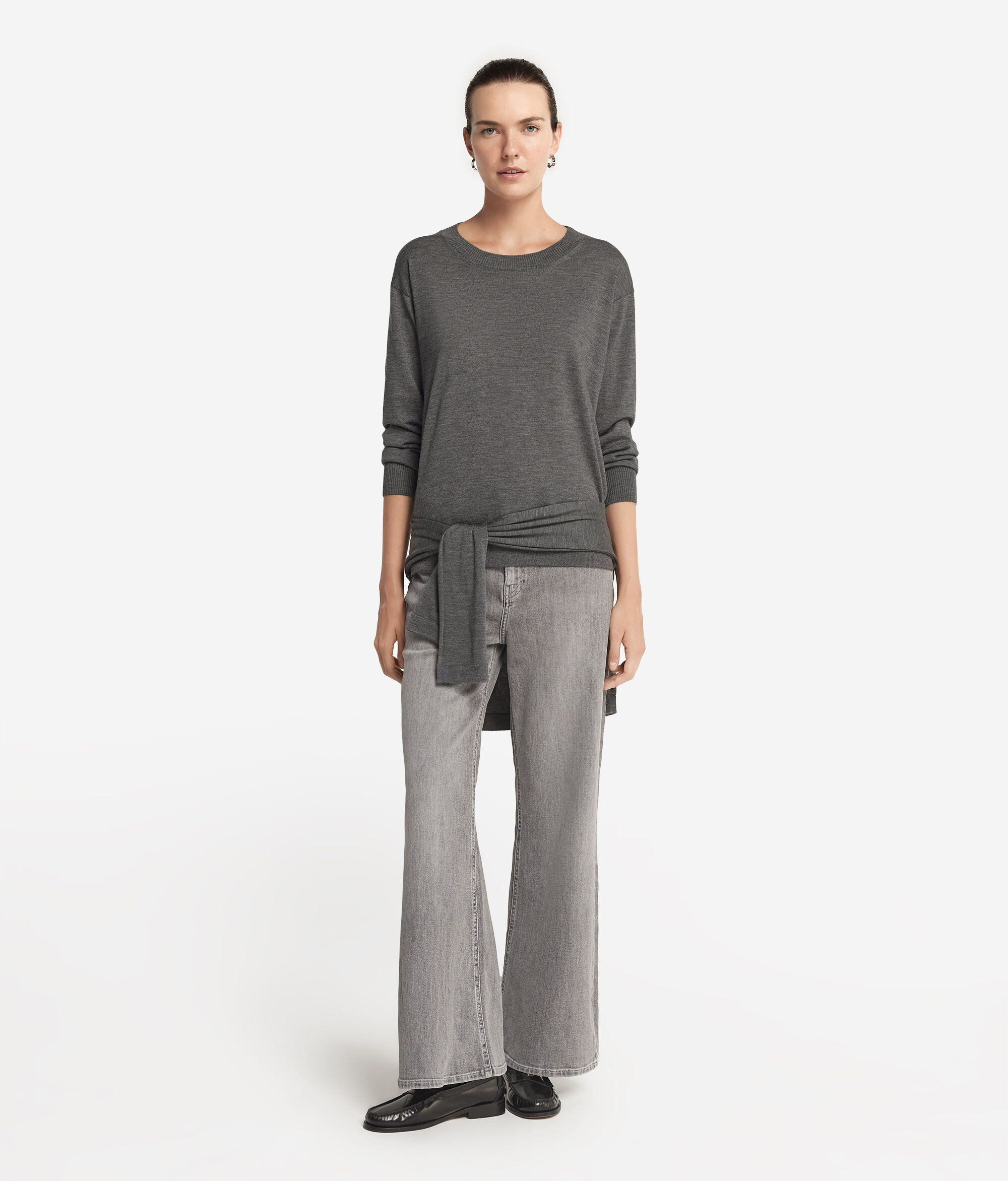 Round-Neck Cashmere Jumper with Slits