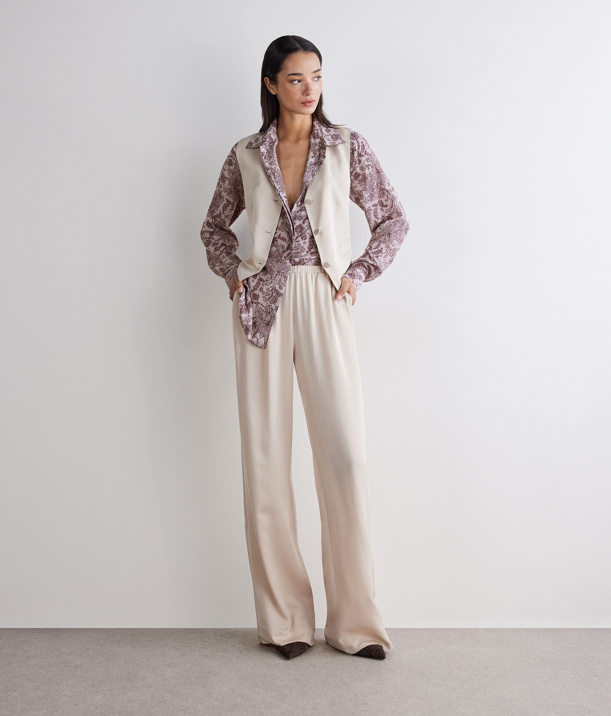 Printed Silk Shirt with Collar