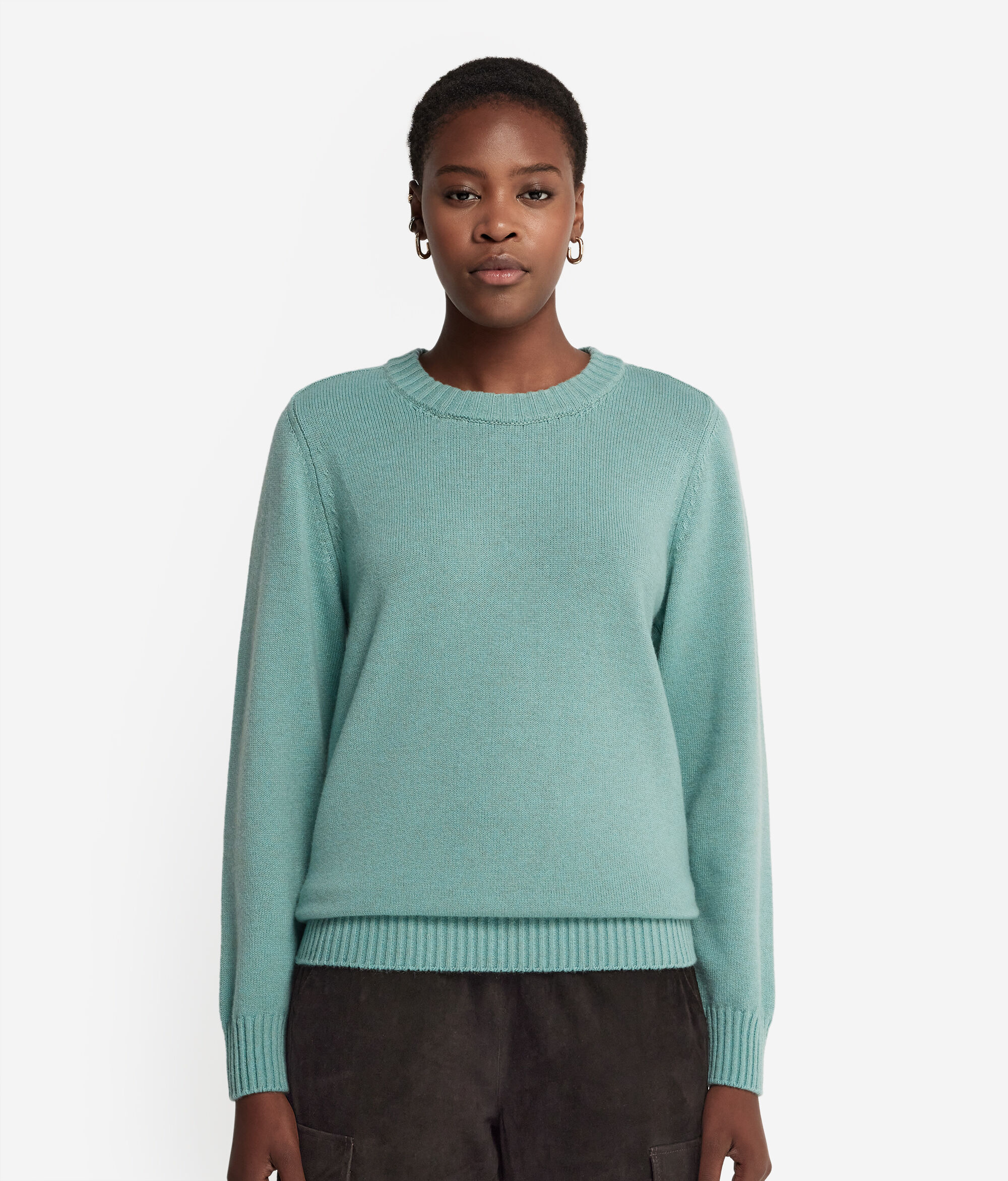 Maglia Girocollo con Spalla Martello in Cashmere Ultrasoft