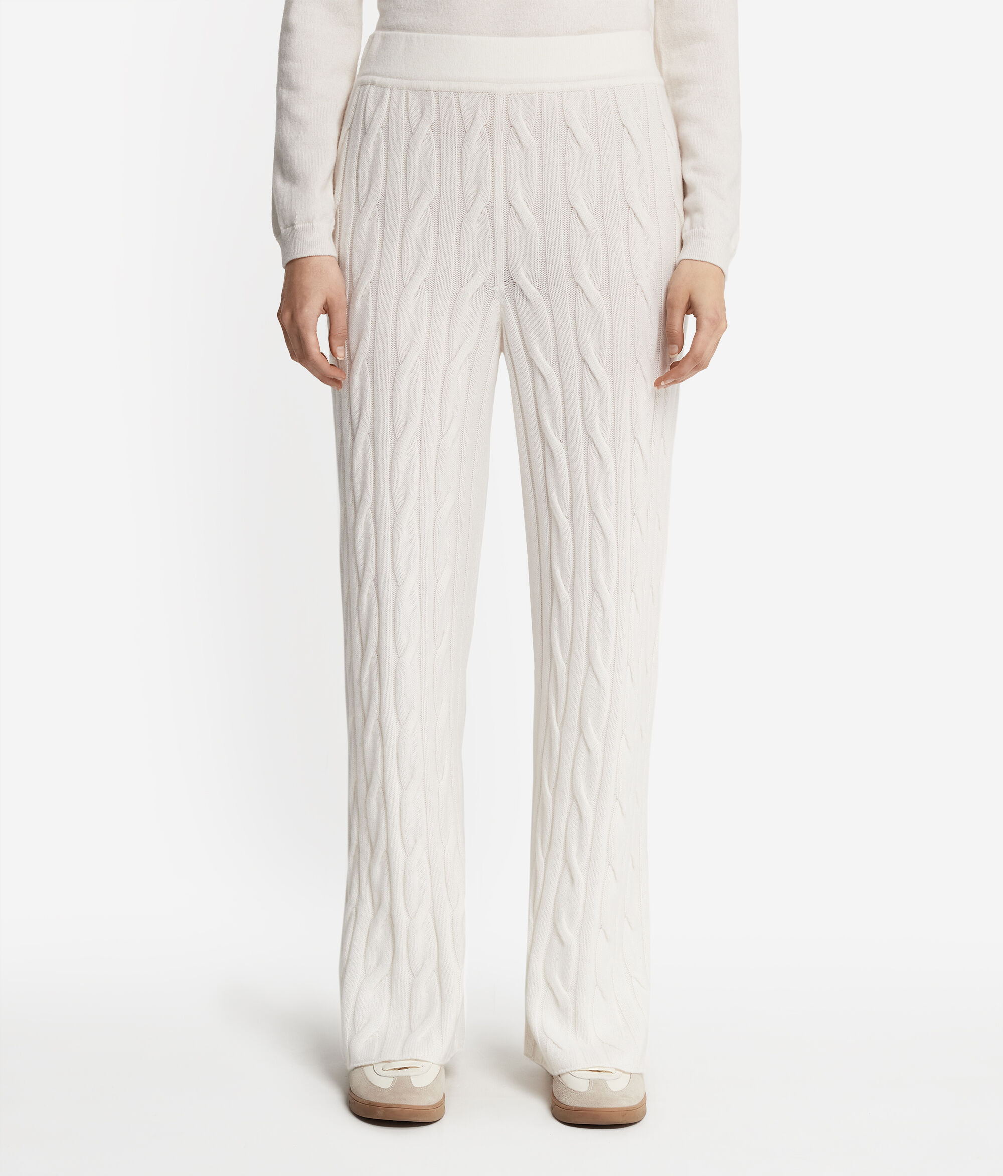 Pantaloni cu Model Împletit din Cașmir Ultrasoft