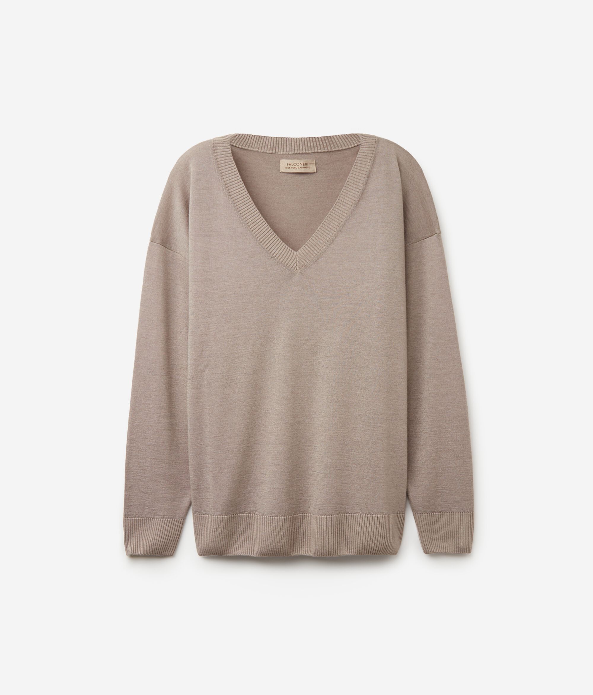 Pullover mit V-Ausschnitt und Schlitzen aus Kaschmir