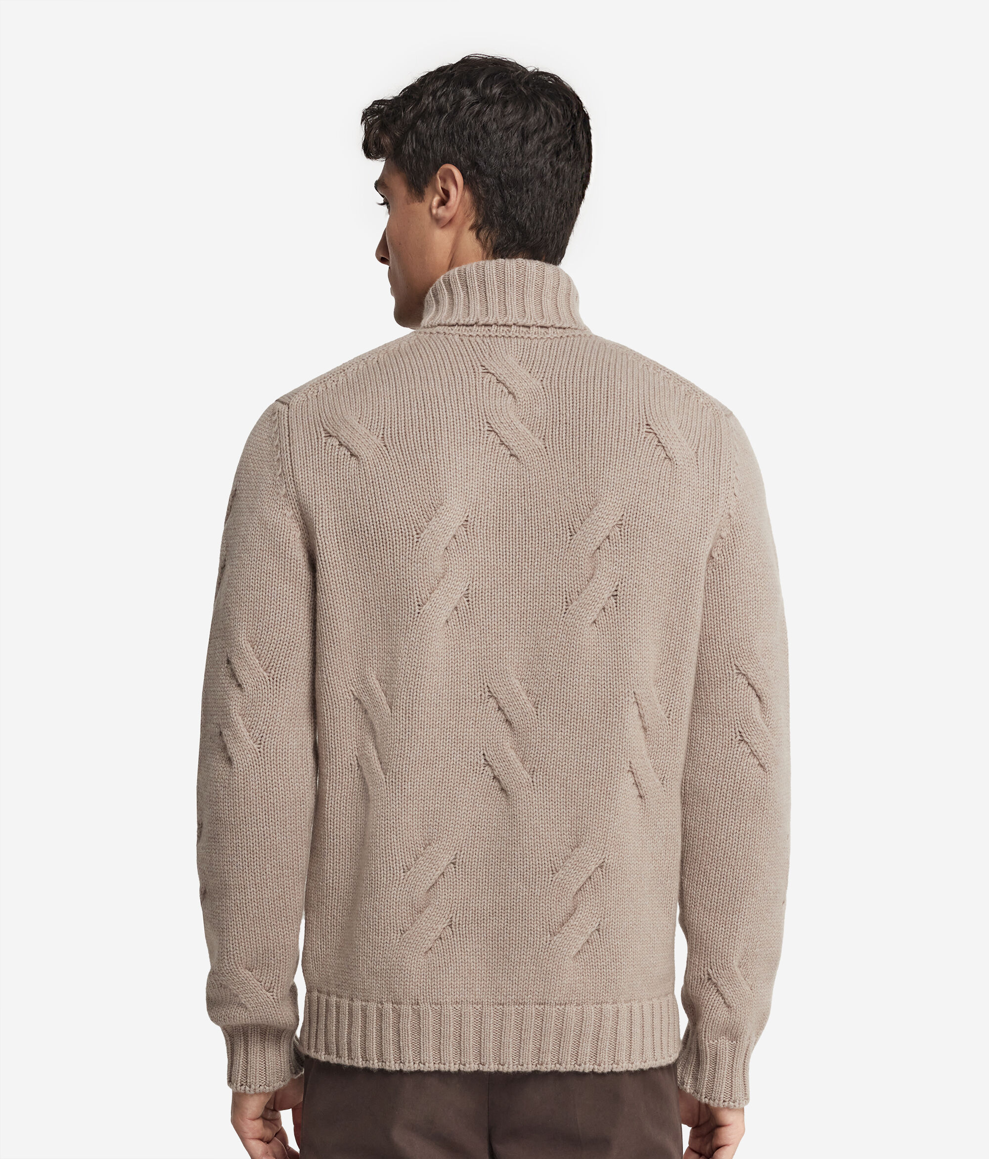 Cashmere Turtleneck Jumper with Cable Pattern