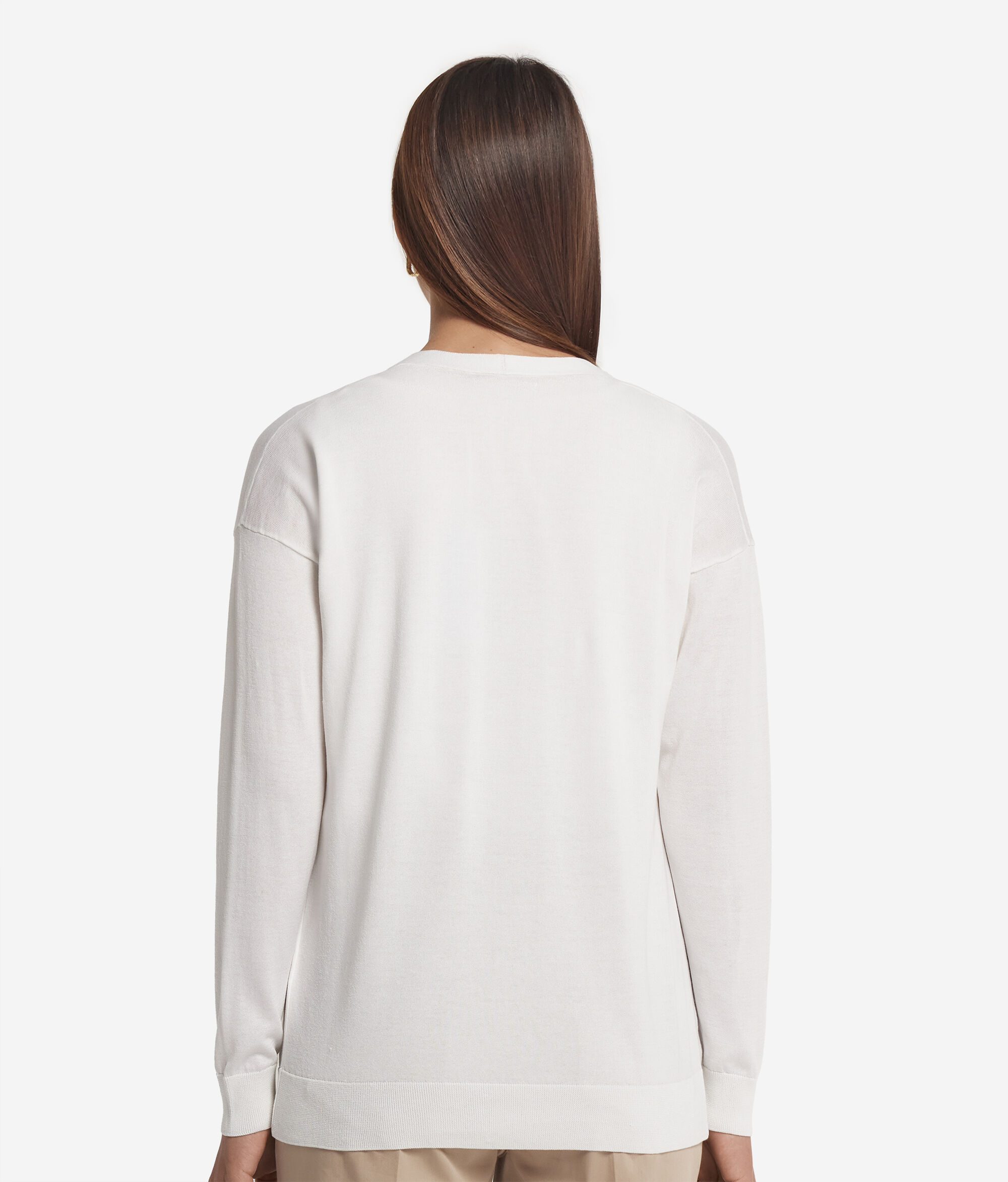 Long-Sleeve Silk Cotton Blend Cardigan