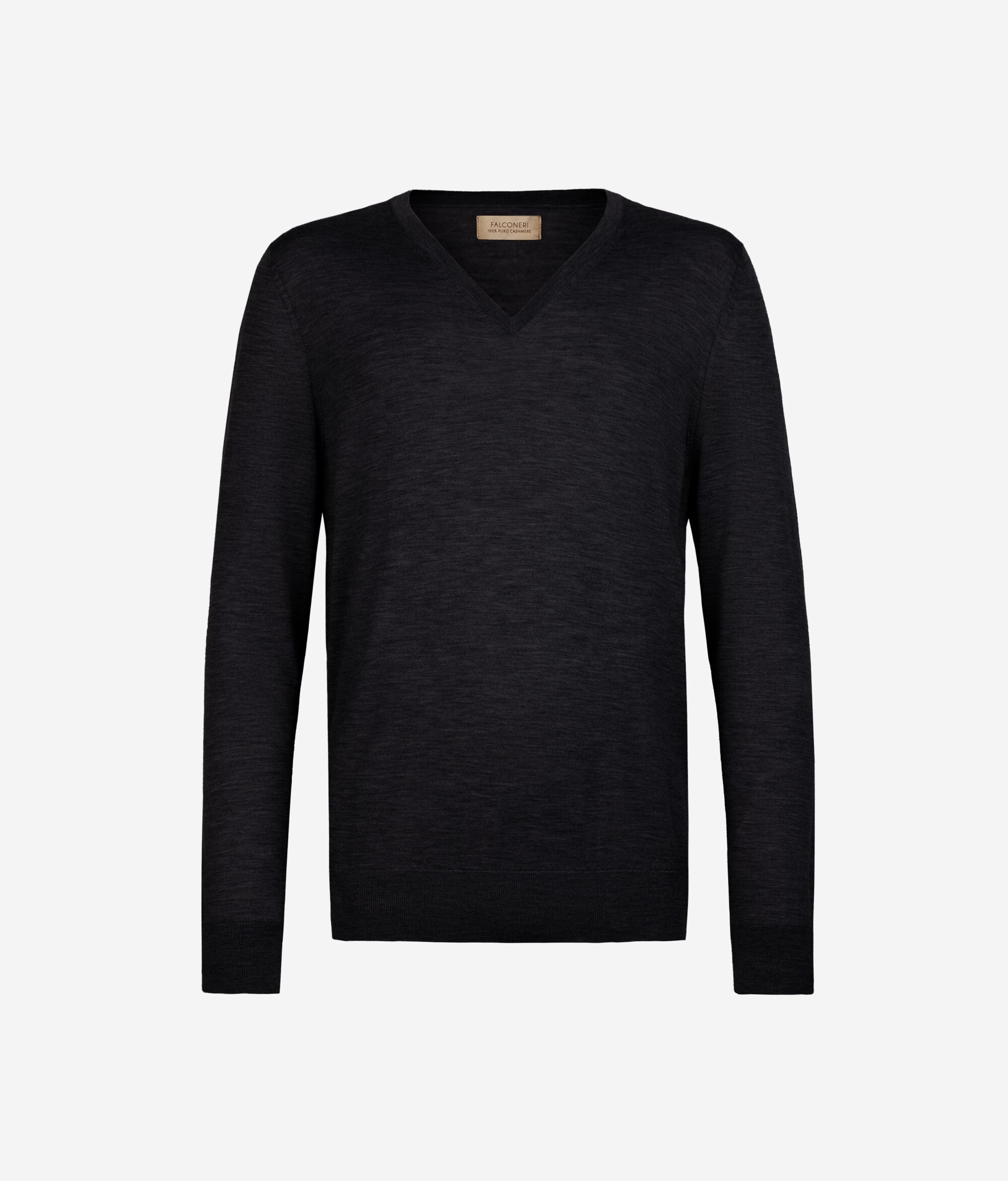 Jersey con cuello de pico de cashmere ultrafine